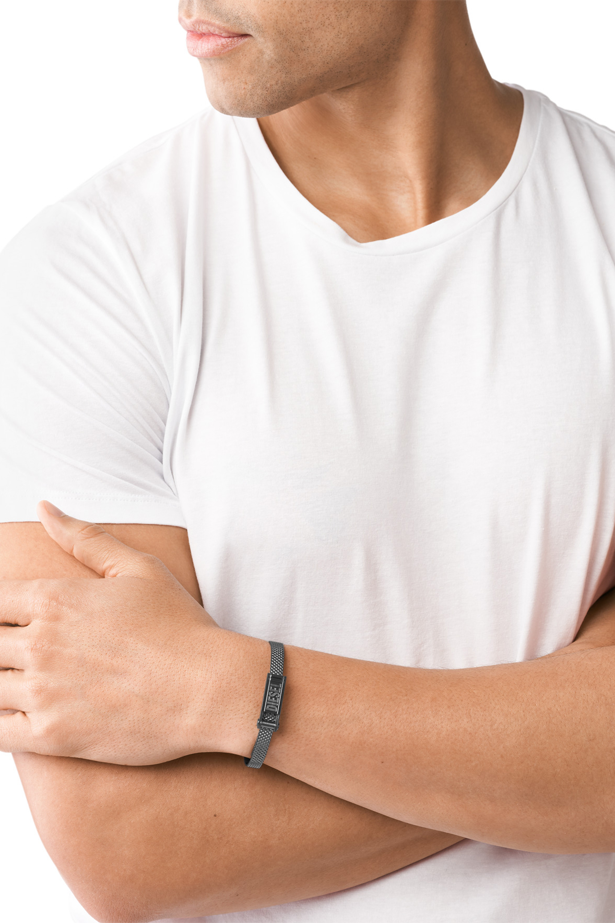 Diesel - DX1358, Unisex's Gunmetal stainless steel stack bracelet in Dark grey - 3