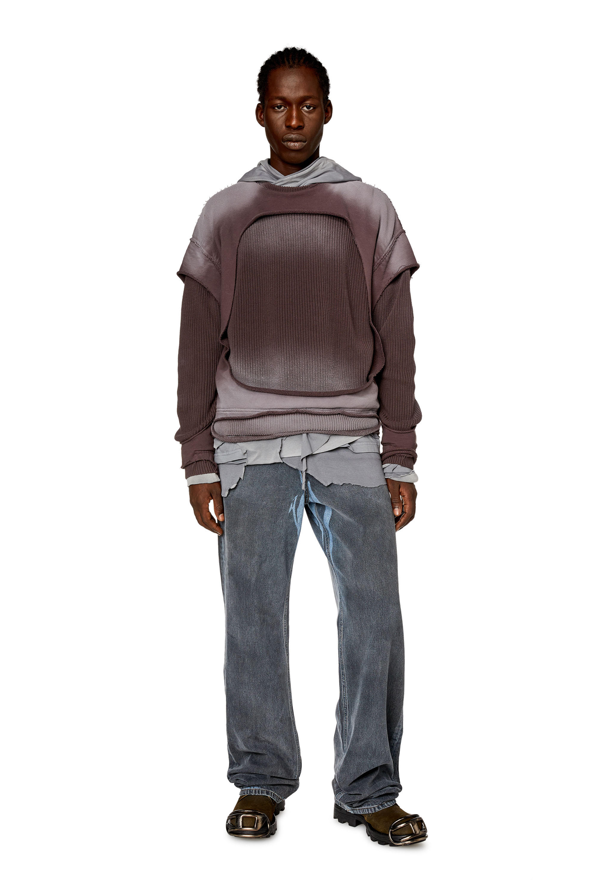 Diesel - K-OSBERT, Man's Jumper with destroyed peel-off effect in Dark grey - 2