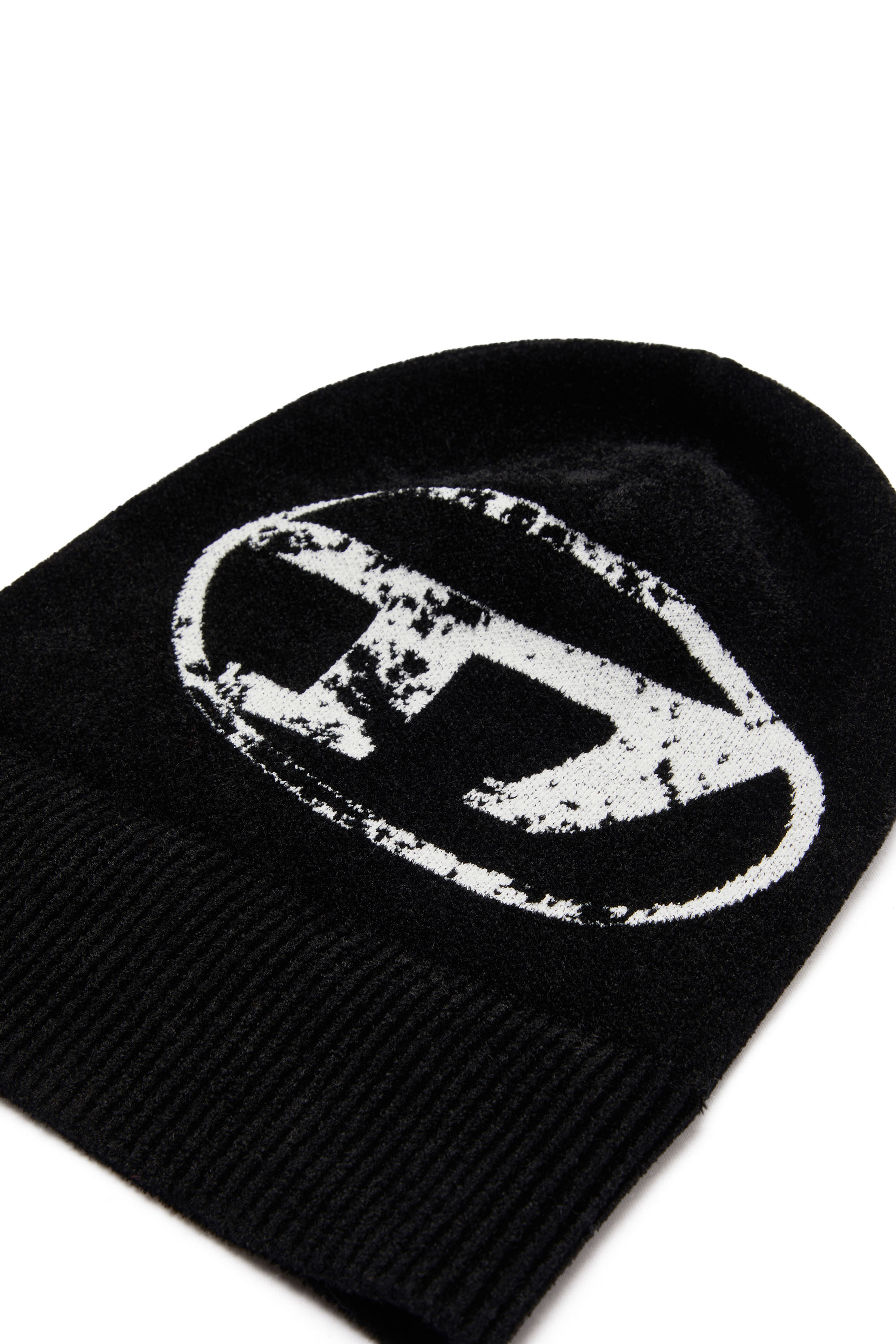 Diesel - K-URIUS, Unisex's Beanie with distressed oval D logo in Black - 3