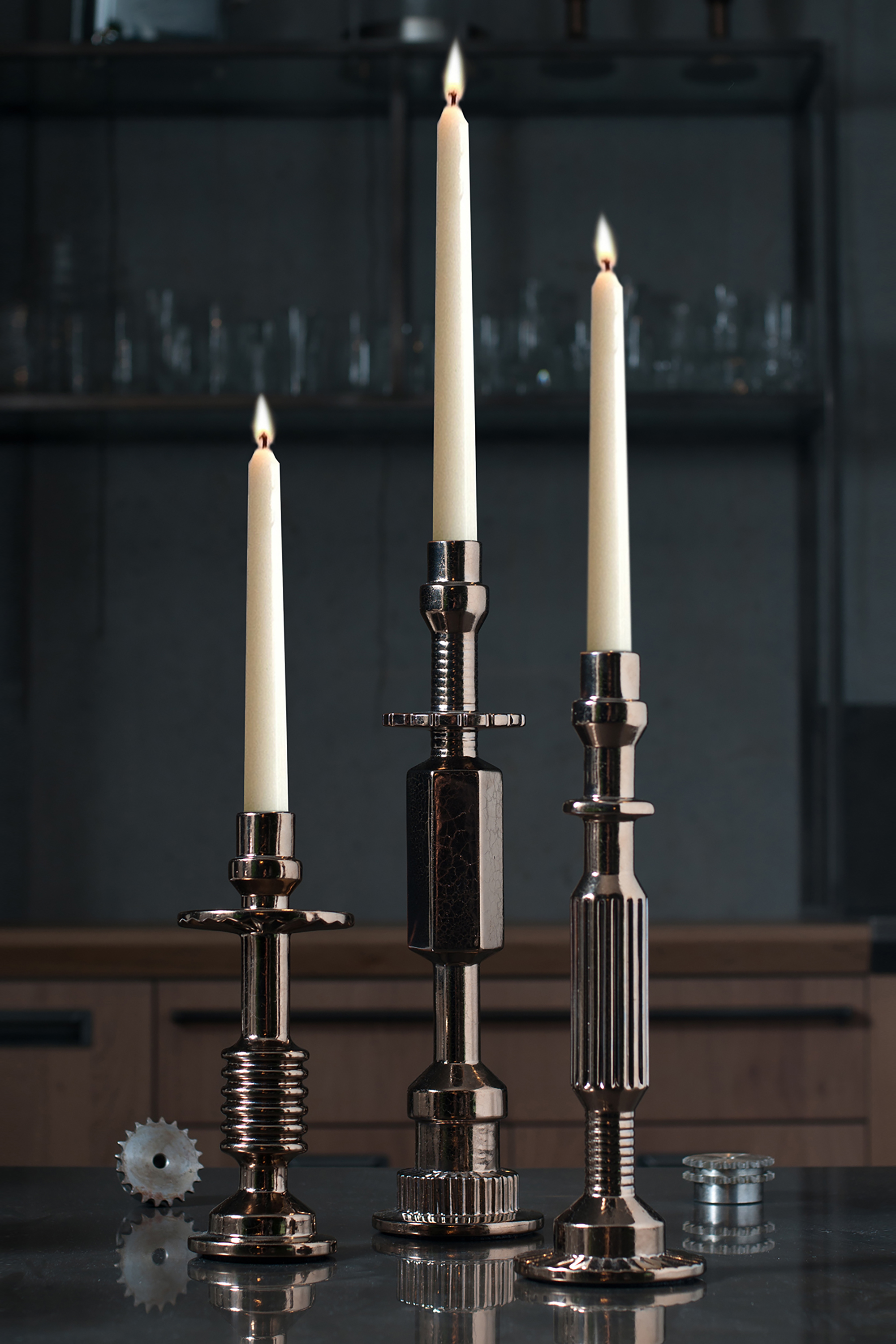 Diesel - 10953 TRANSMISSION, Unisex's Bronze medium porcelain candleholder in Bronze - 4