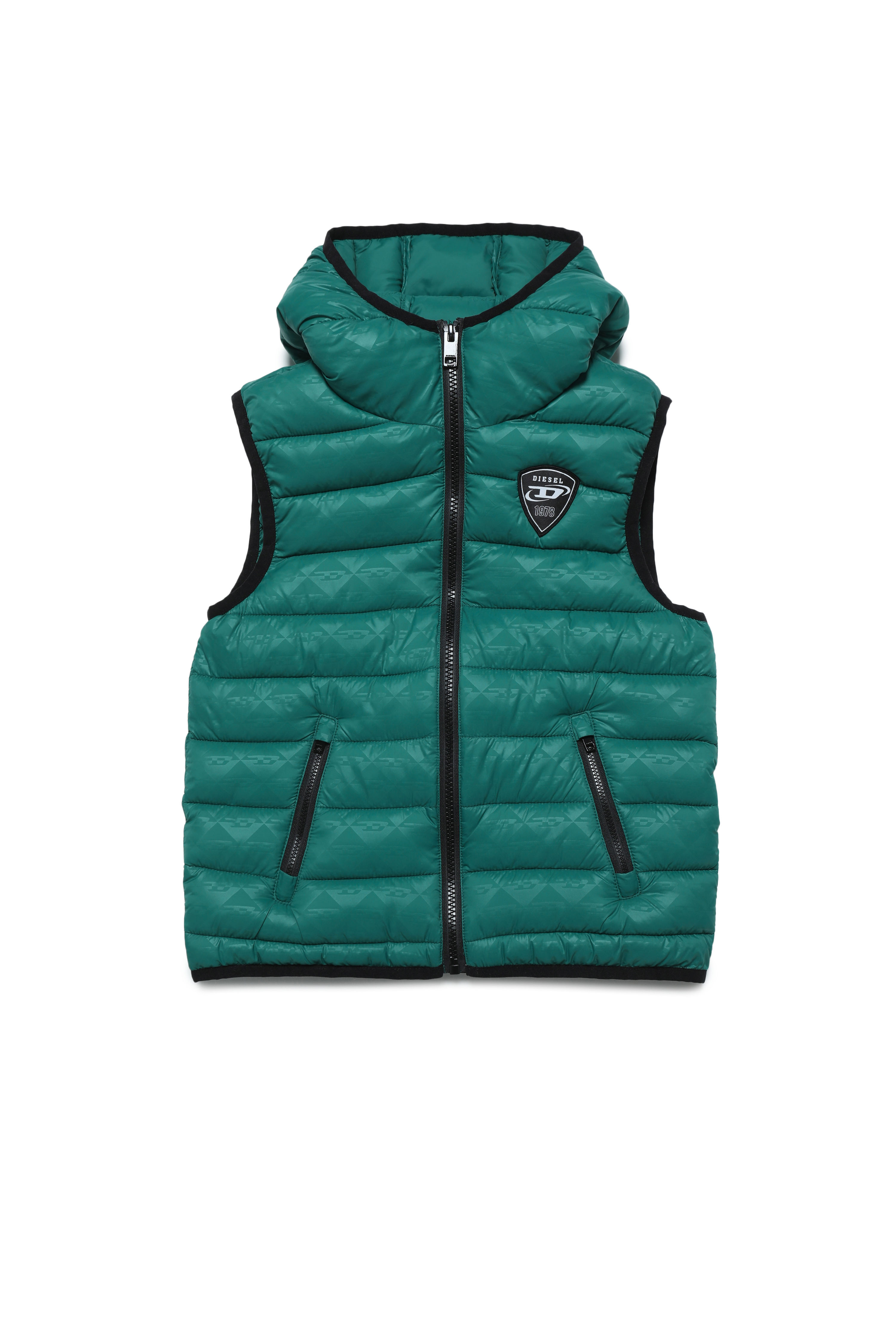 Diesel - JKOP, Unisex's Puffer vest with D monogram print in Green - 1