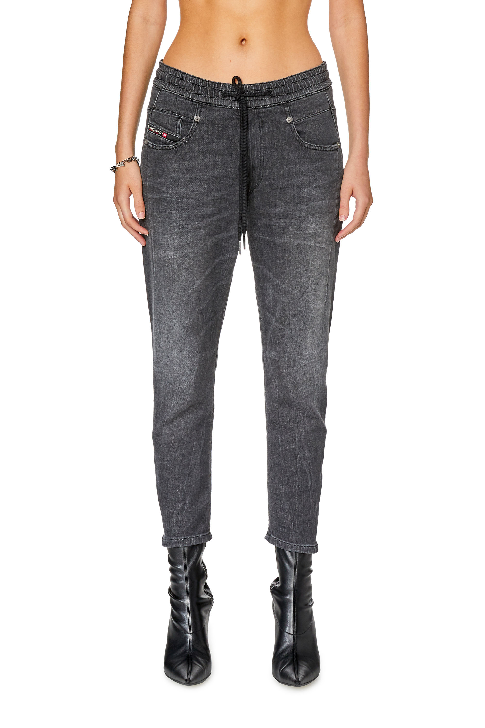 Diesel - Boyfriend 2041 D-Fayza Joggjeans® 068FS, Woman's Boyfriend 2041 D-Fayza Joggjeans® in Black/Dark grey - 1