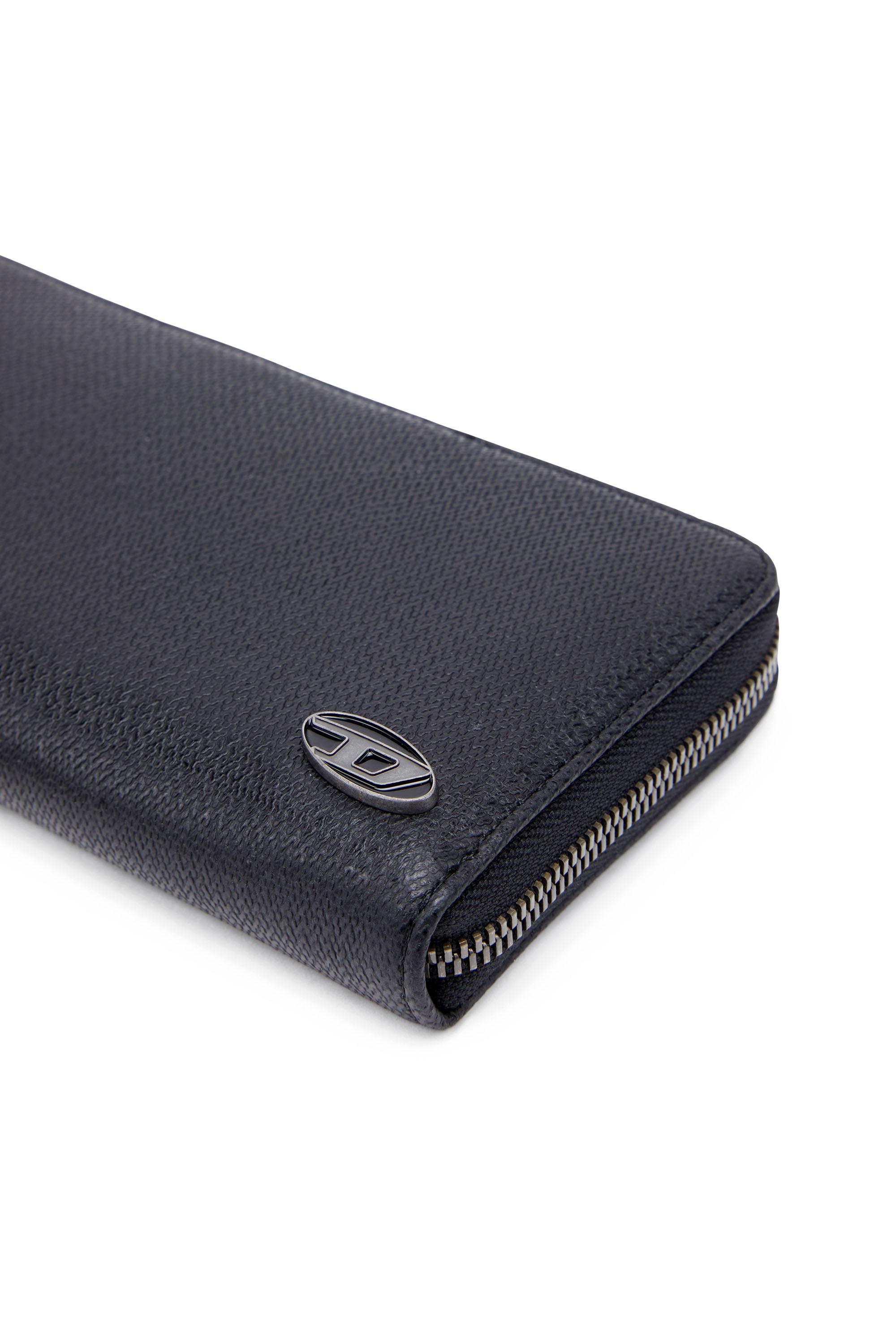 Diesel - CONTINENTAL ZIP L, Man's Long zip wallet in textured leather in Black - 4