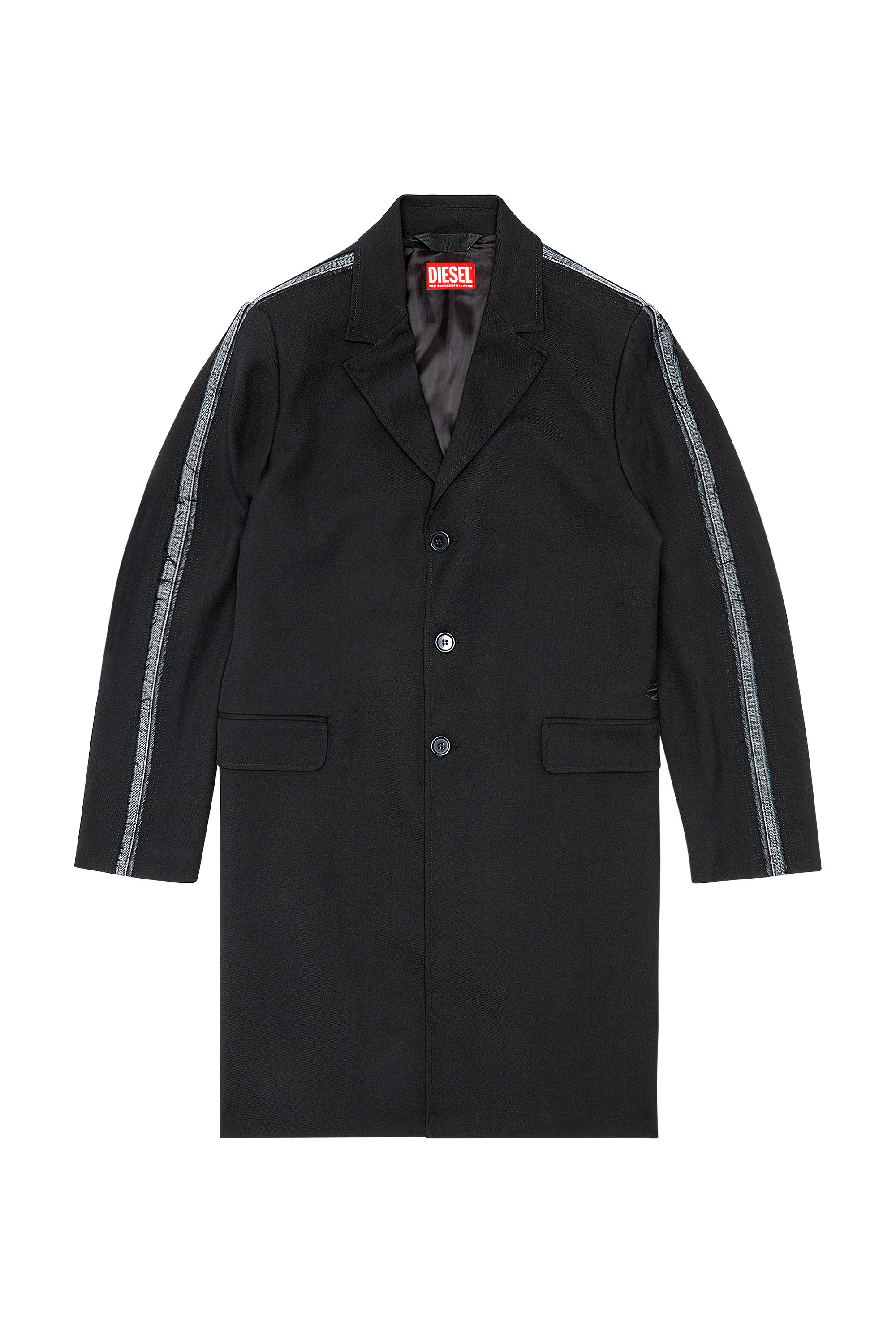 Diesel - W-HIVO, Man's Cool wool jacket with denim inserts in Black - 3