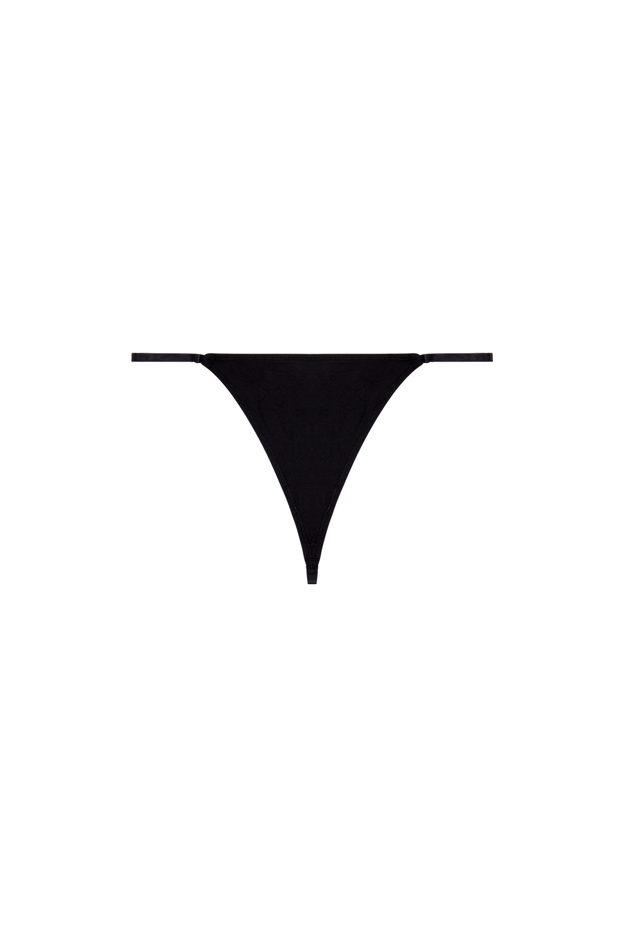 Diesel - UFST-D-STRING, Woman's Thong with metal oval D plaque in Black - 4