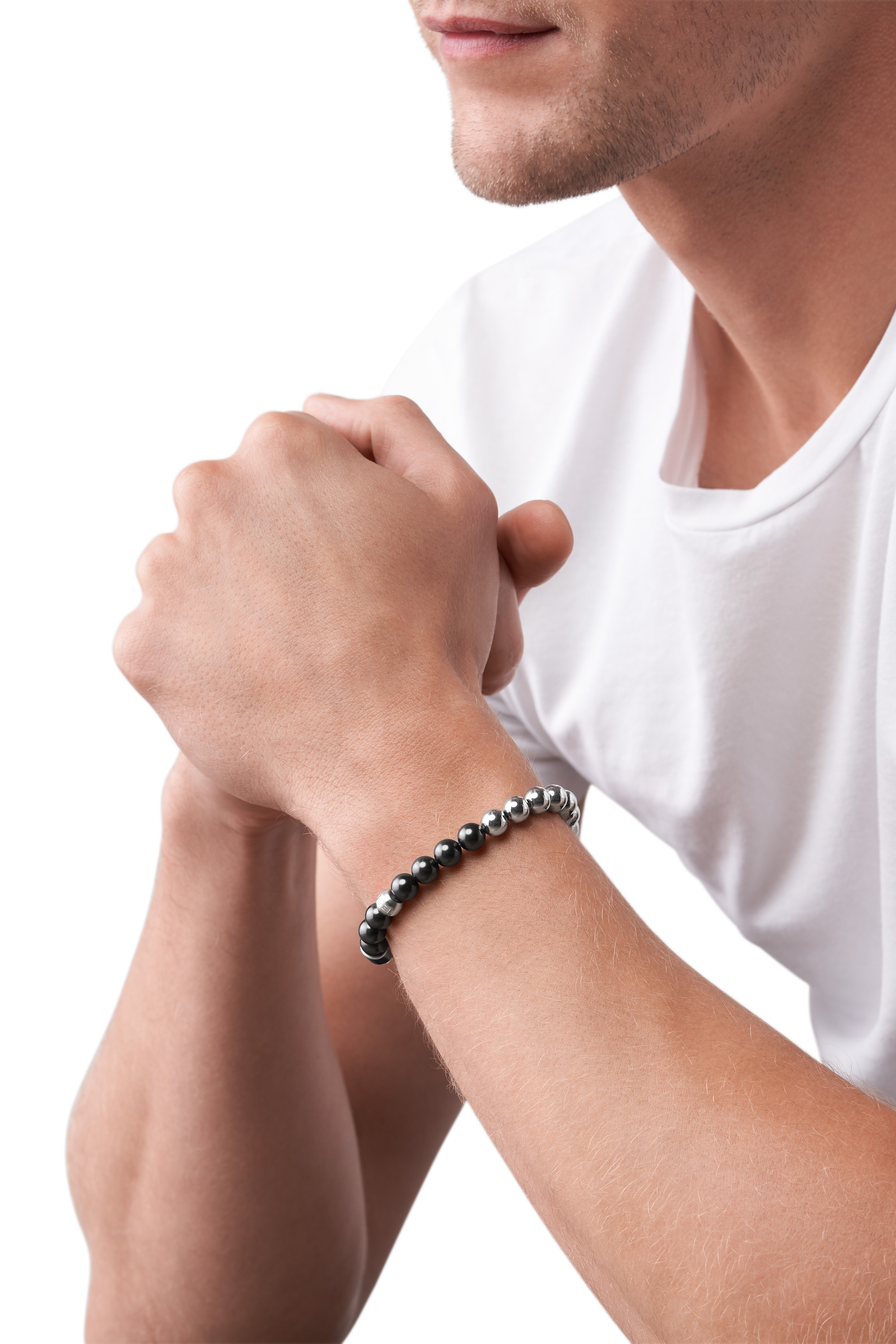 Diesel - DX1323, Unisex's Stainless Steel Beaded Bracelet in Black/Grey - 3