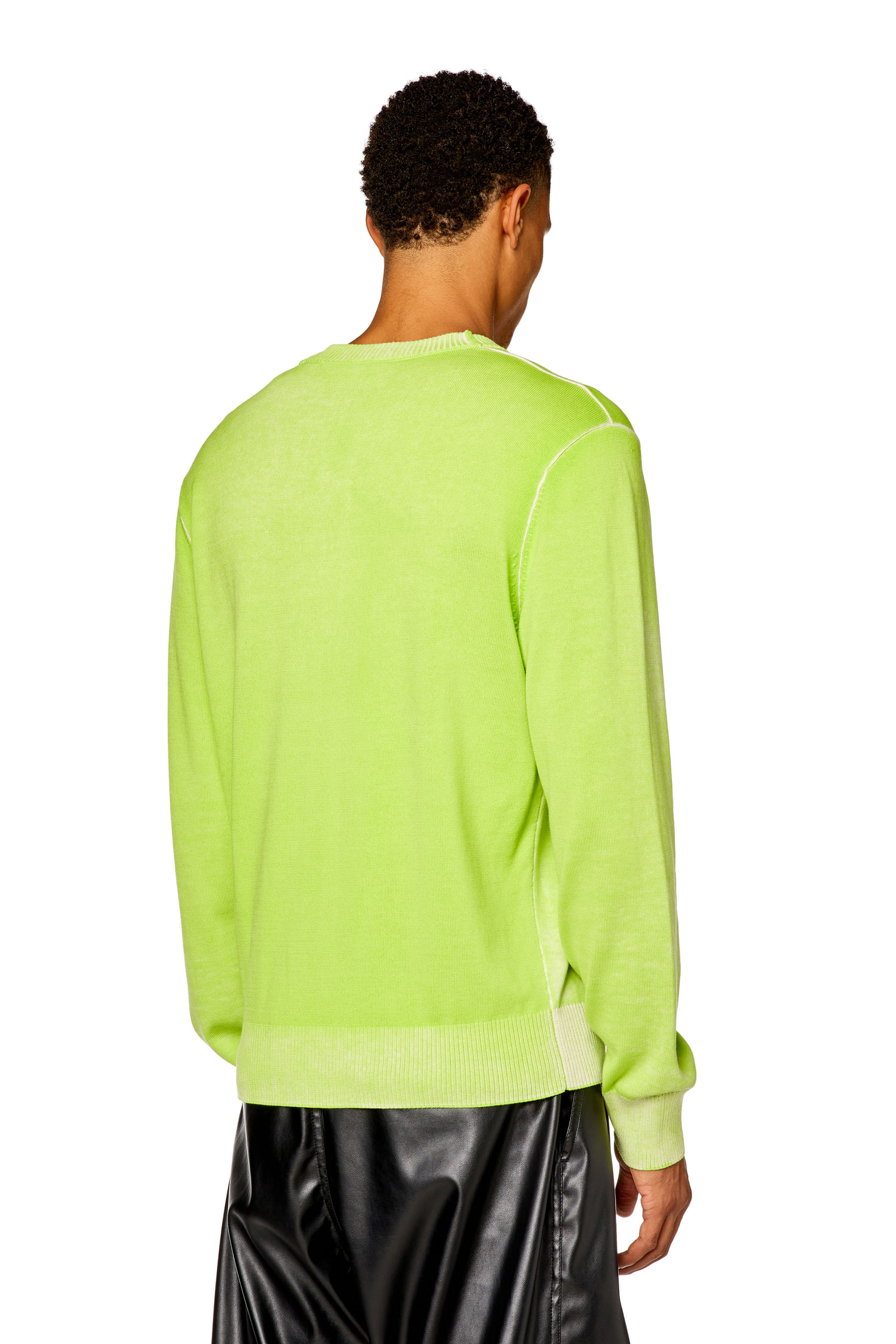 Diesel - K-LARENCE-B, Man's Reverse-print cotton jumper in Green Fluo - 4