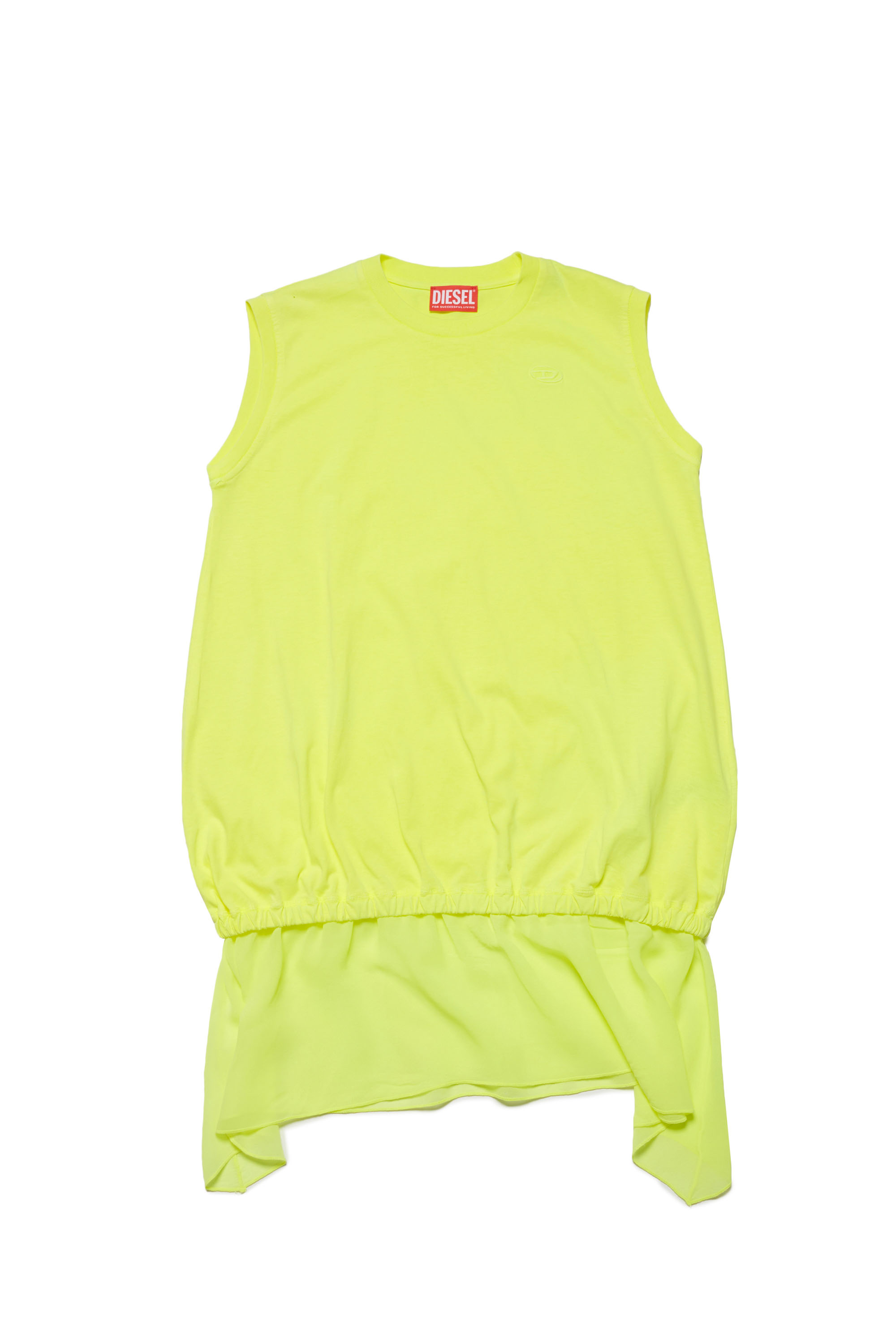 Diesel - DROLLETTY, Woman's Sleeveless dress with fluid skirt in Yellow - 1