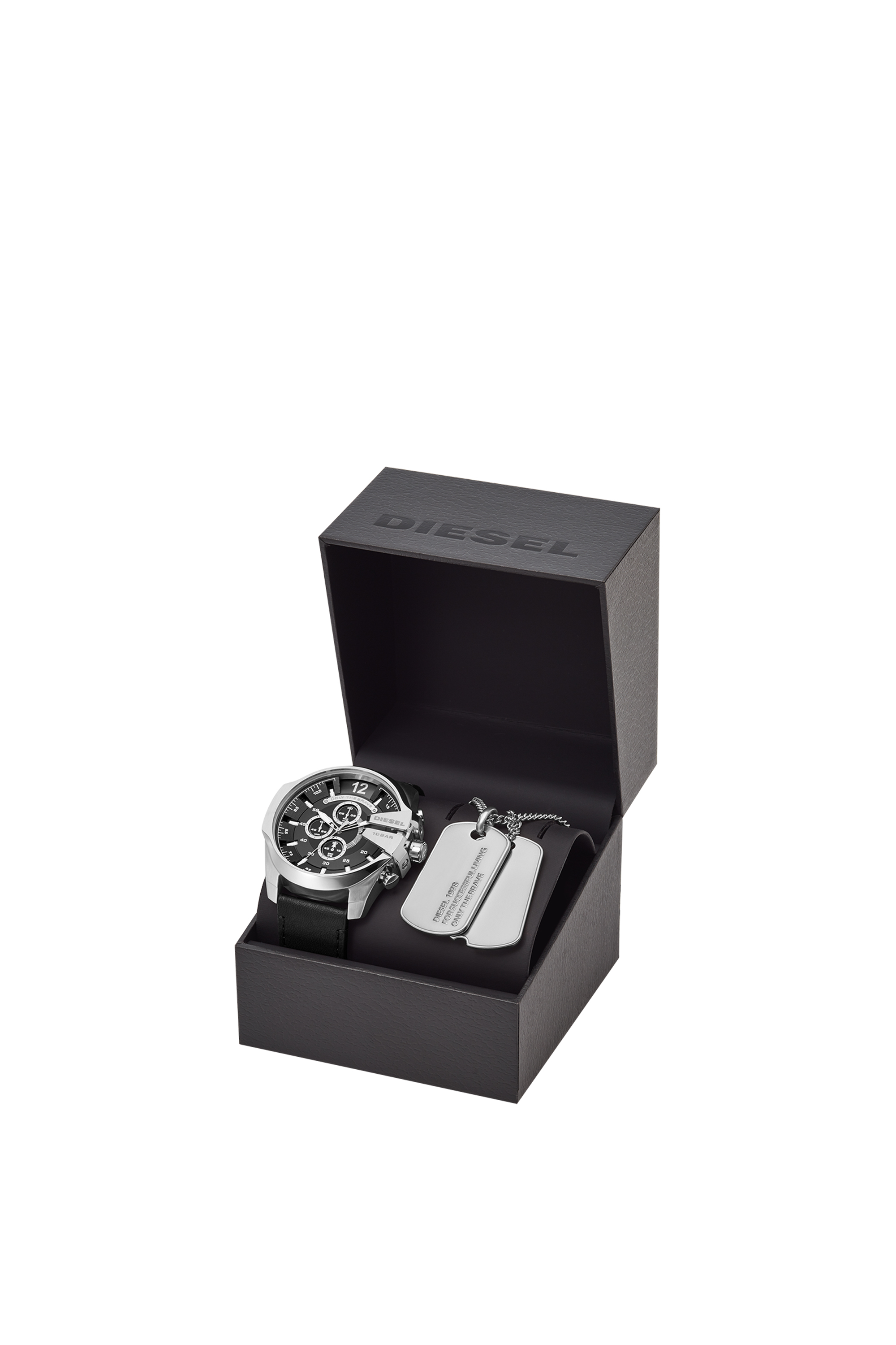 Diesel - DZ4559, Man's Mega Chief watch and necklace set in Black - 4