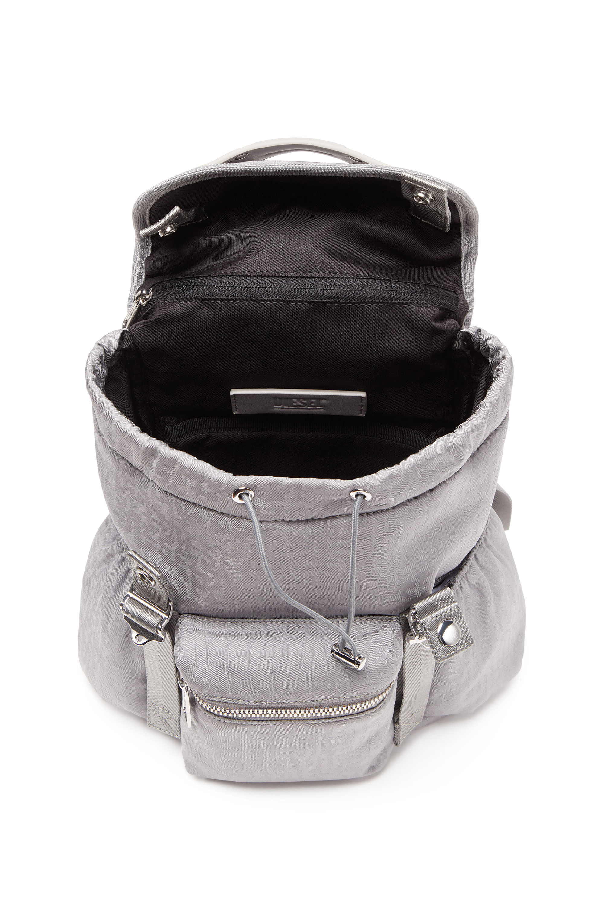 Diesel - NYLON MONO BACKPACK S X, Unisex's Nylon Mono Backpack S X - Backpack in jacquard monogram nylon in Grey - 4