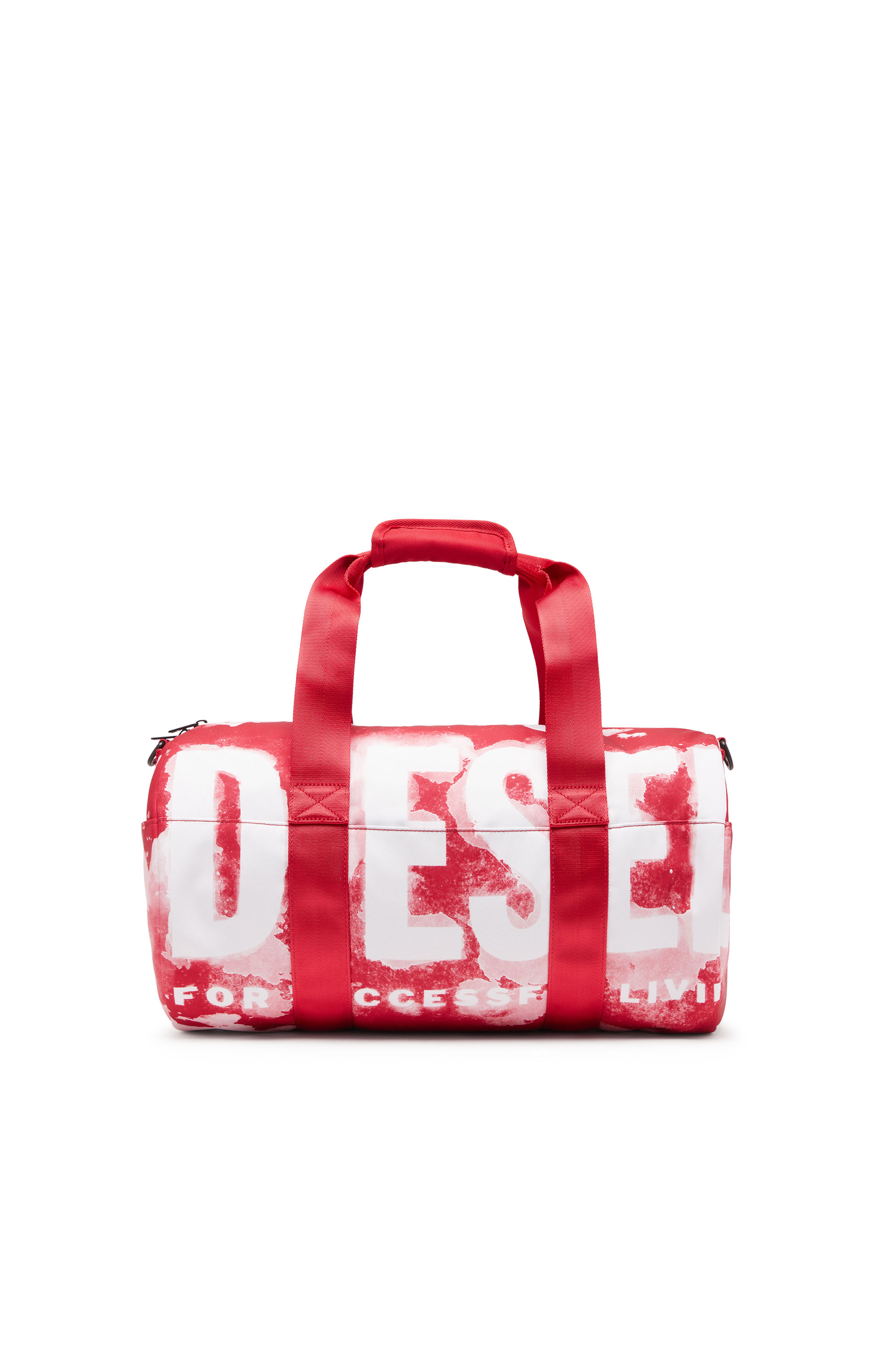 Diesel - RAVE DUFFLE X, Man's Rave Duffle X - Duffle bag in logo-printed fabric in Red - 1