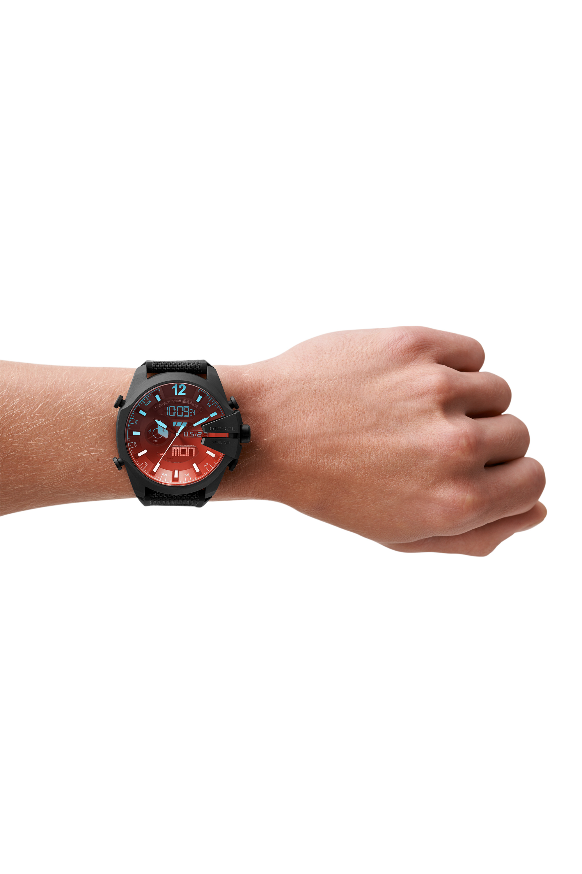 Diesel - DZ4548, Man's Mega Chief analog-digital black nylon and silicone watch in Black - 4