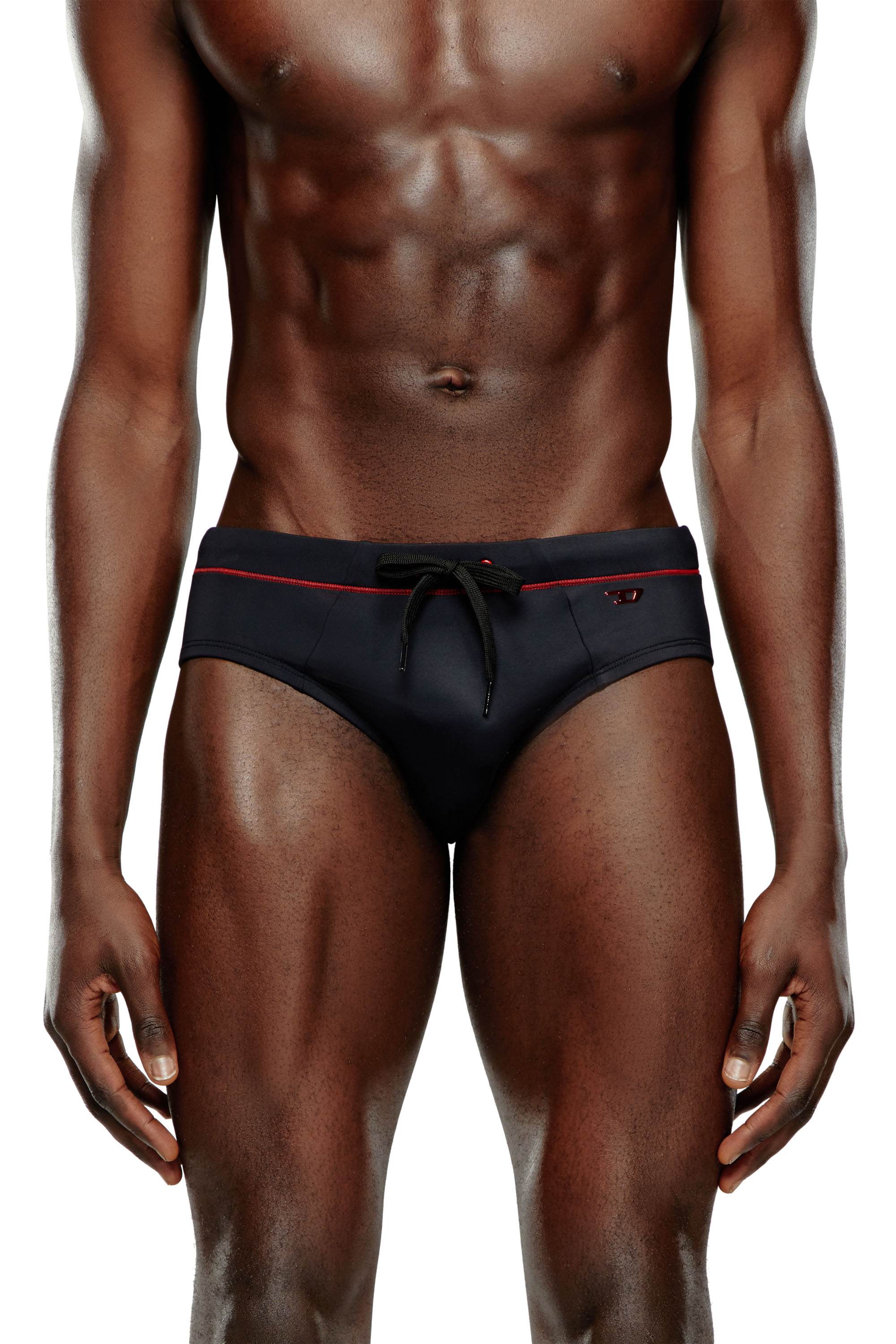 Diesel - BMBR-ALFIE, Man's Swim briefs with D logo in Black - 2