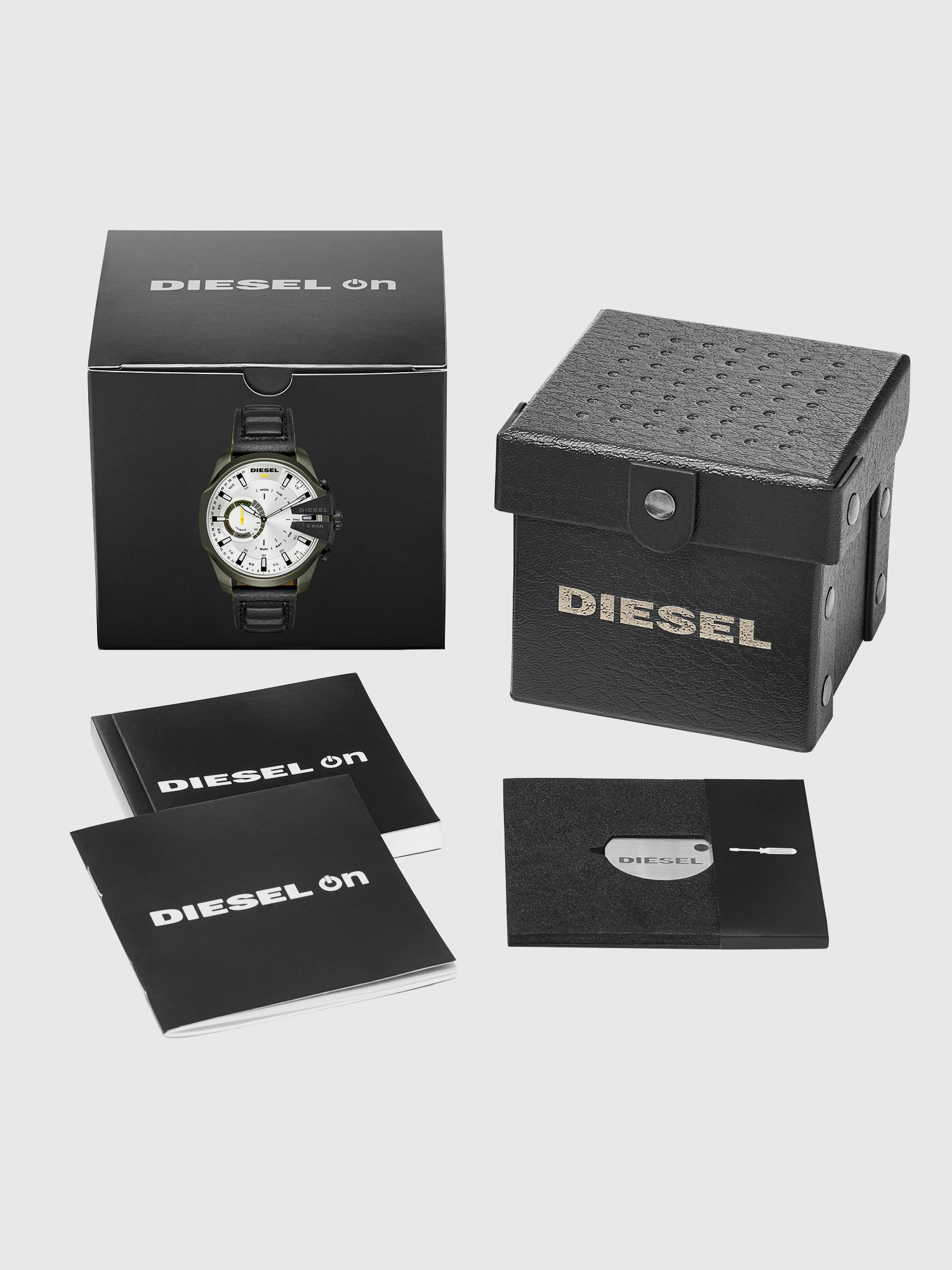 Diesel - DT1012, Man's Mega Chief Hybrid olive case black smartwatch, 48 mm in Black - 4