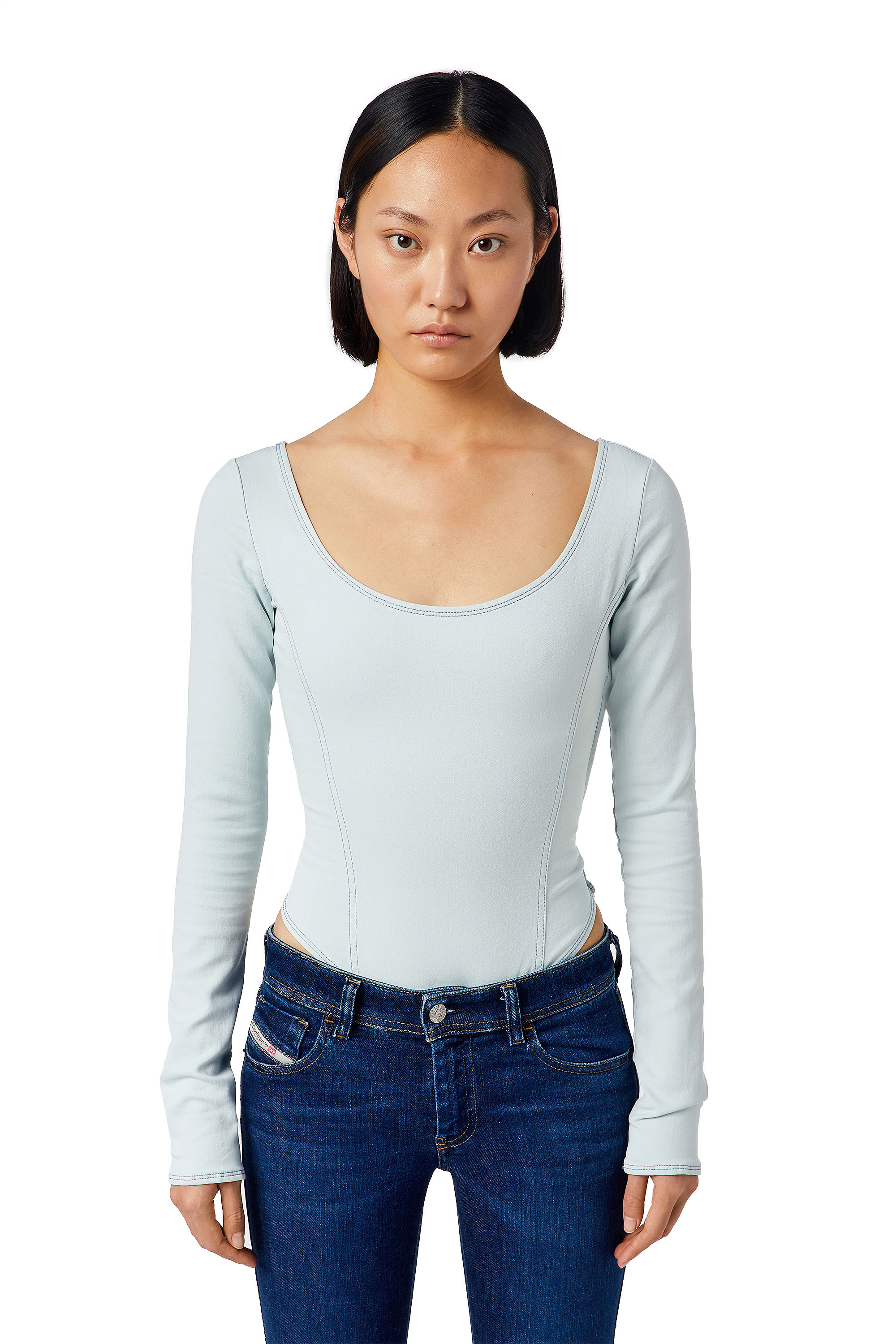 Diesel - D-CHO TRACK DENIM BODYSUIT, Woman's Body in Track Denim in Light Blue - 1