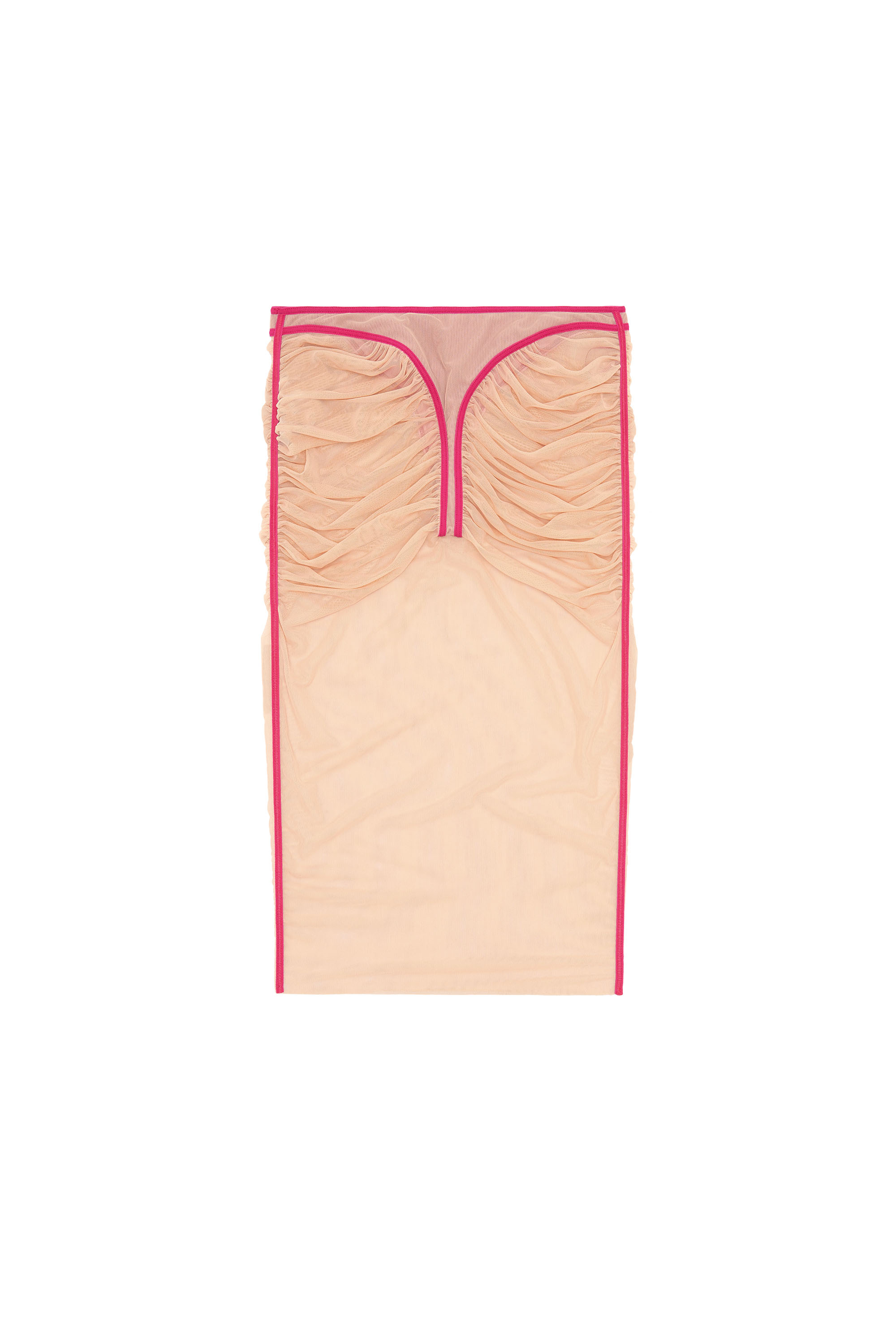 Diesel - O-LYLA, Woman's Sheer midi skirt in ruched tulle in Pink - 3