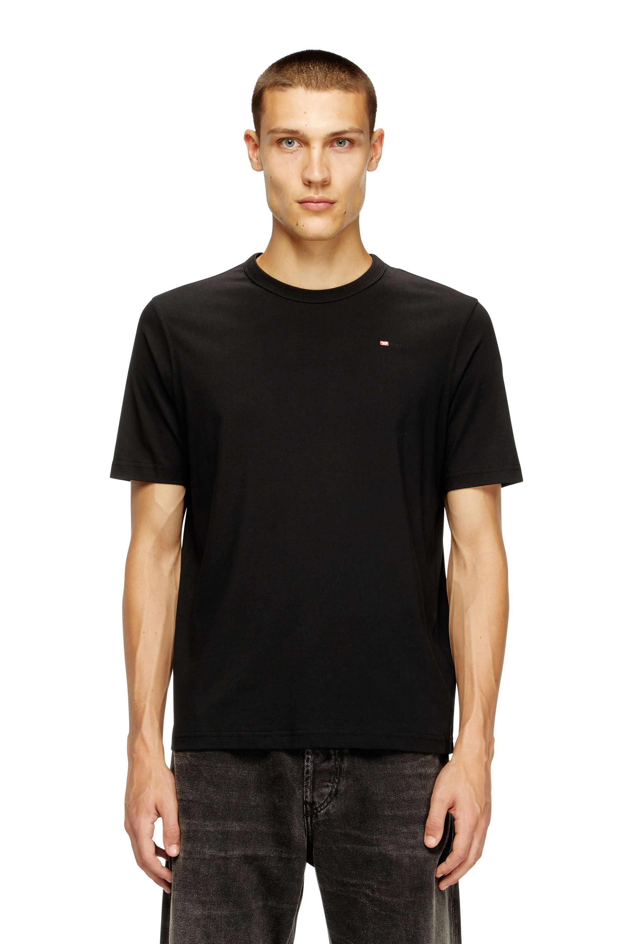 Diesel - T-ADJUST-MICRODIV, Unisex's T-shirt with micro-embroidered logo in Black - 1