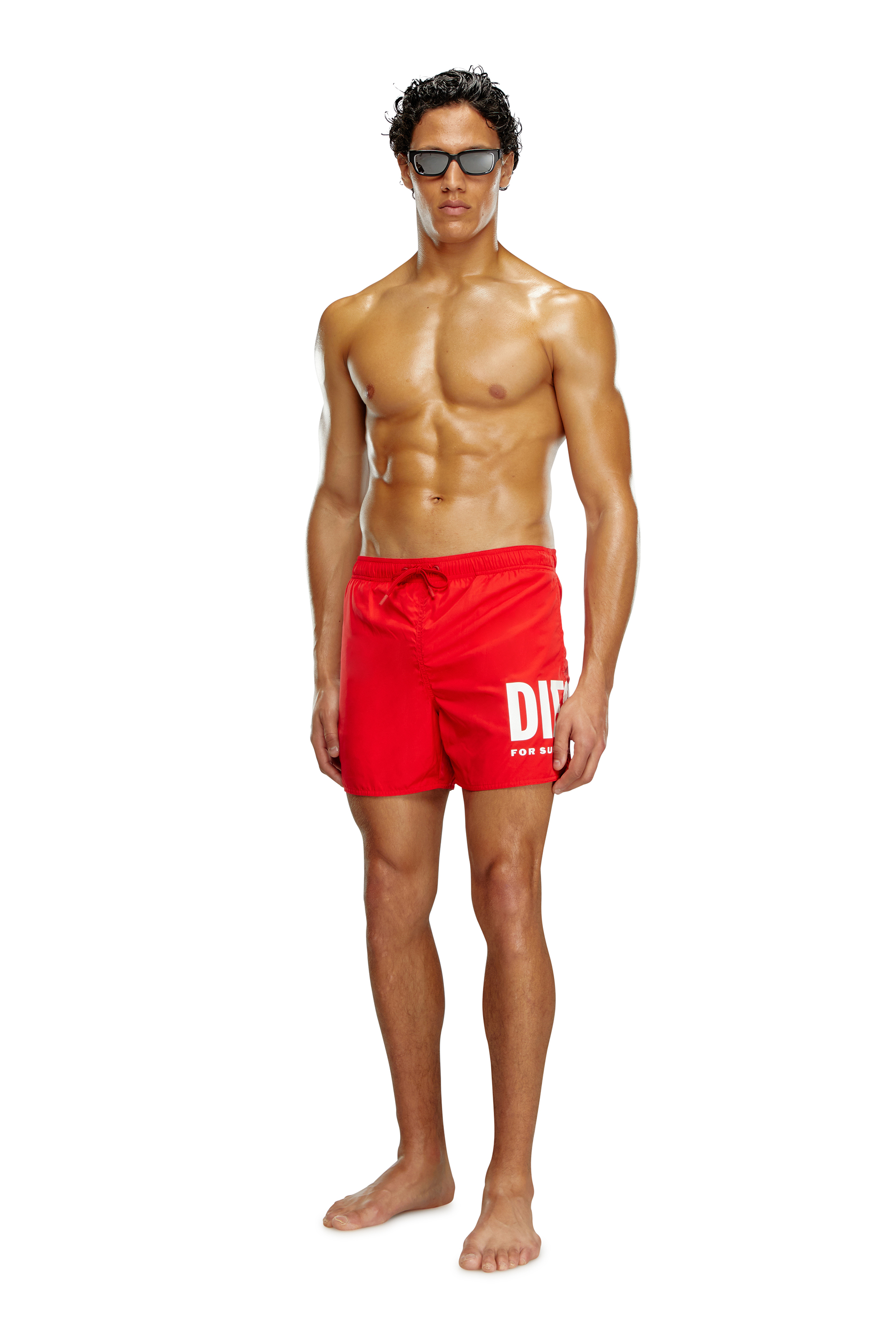 Diesel - BMBX-NICO, Man's Mid-length swim shorts with maxi logo in Red - 1