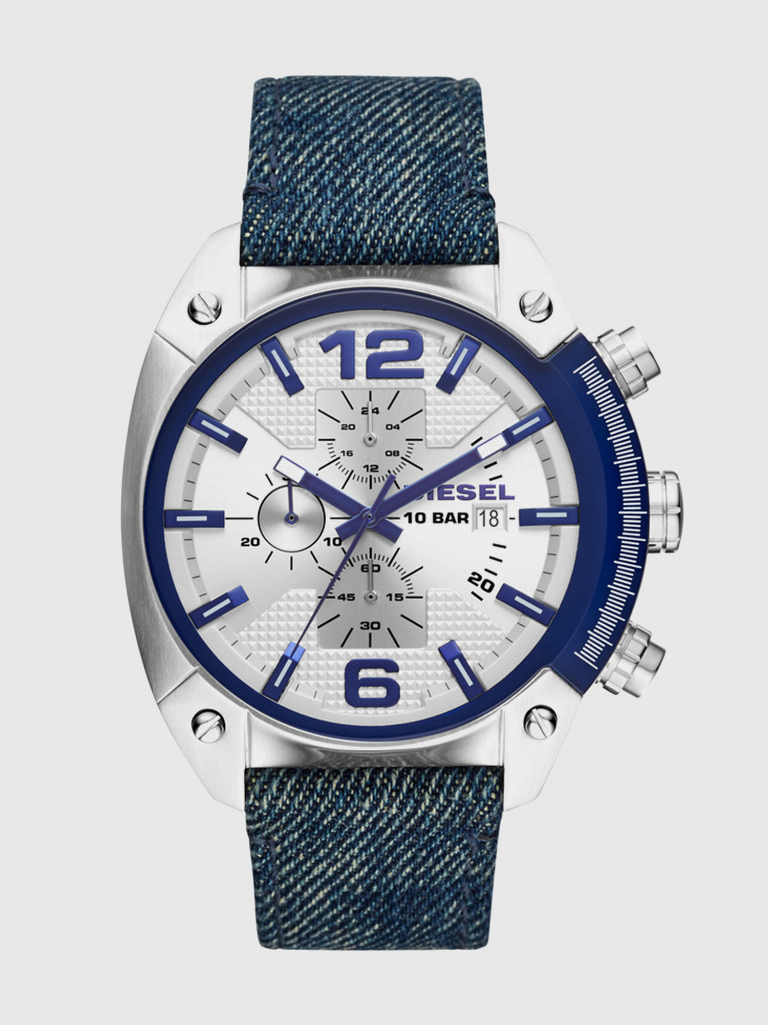 Diesel - DZ4480, Man's Overflow round watch with silver-tone dial, 49 mm in Blue - 1