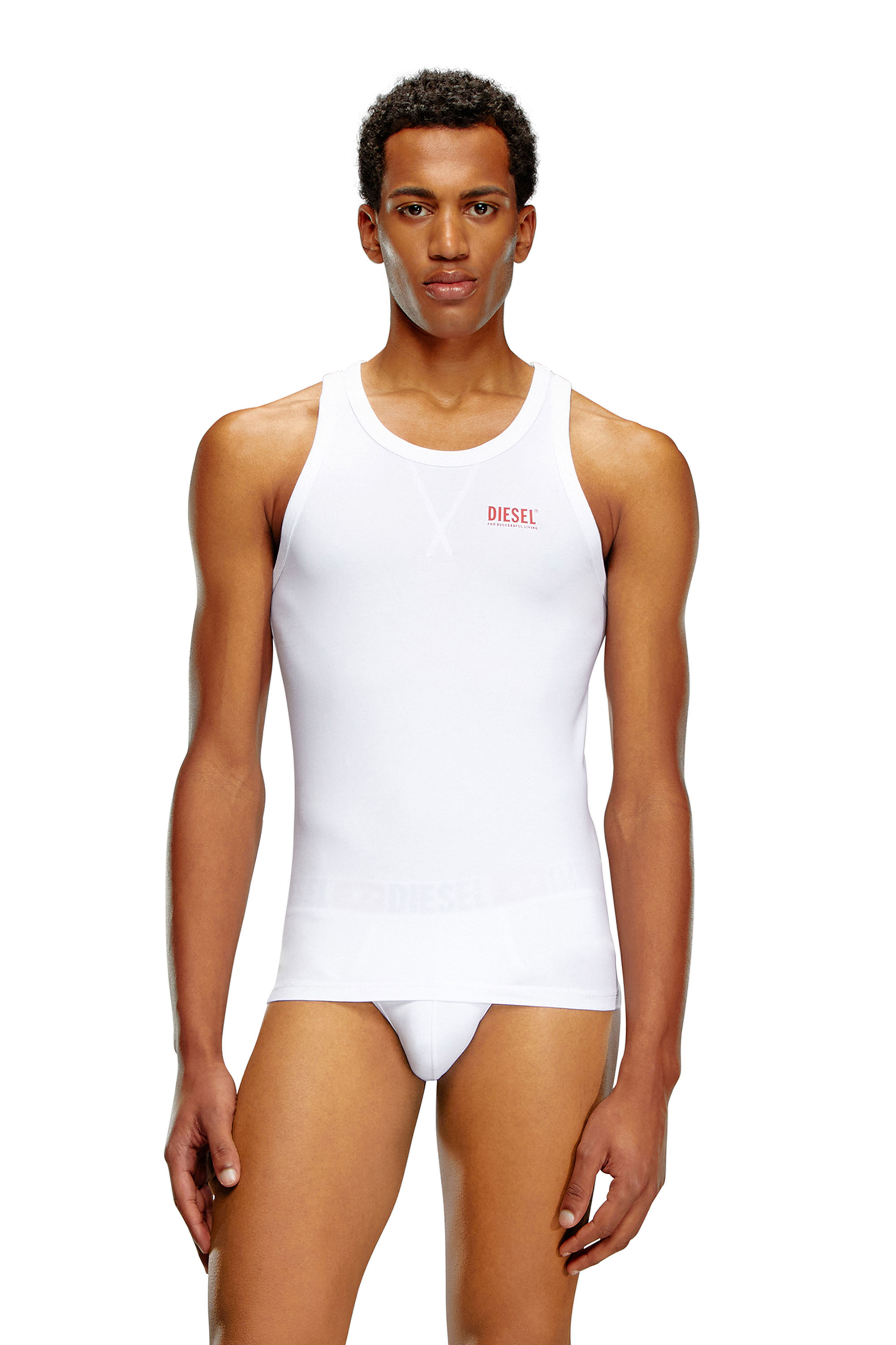 Diesel - UMTK-JOHNNY, Man's Tank top with logo print in White - 1