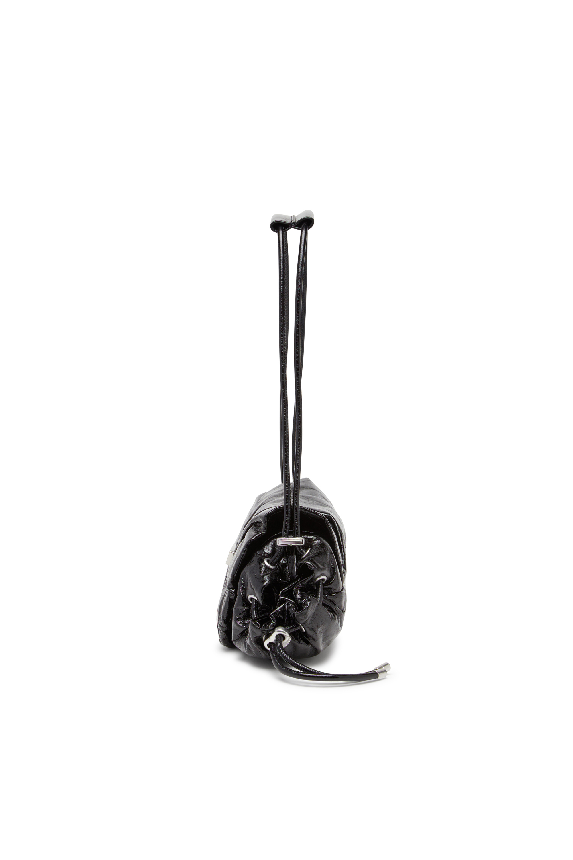 Diesel - SCRUNCH-D SHOULDER S, Woman's Scrunch-D S-Shoulder bag in scrunched leather in Black - 3