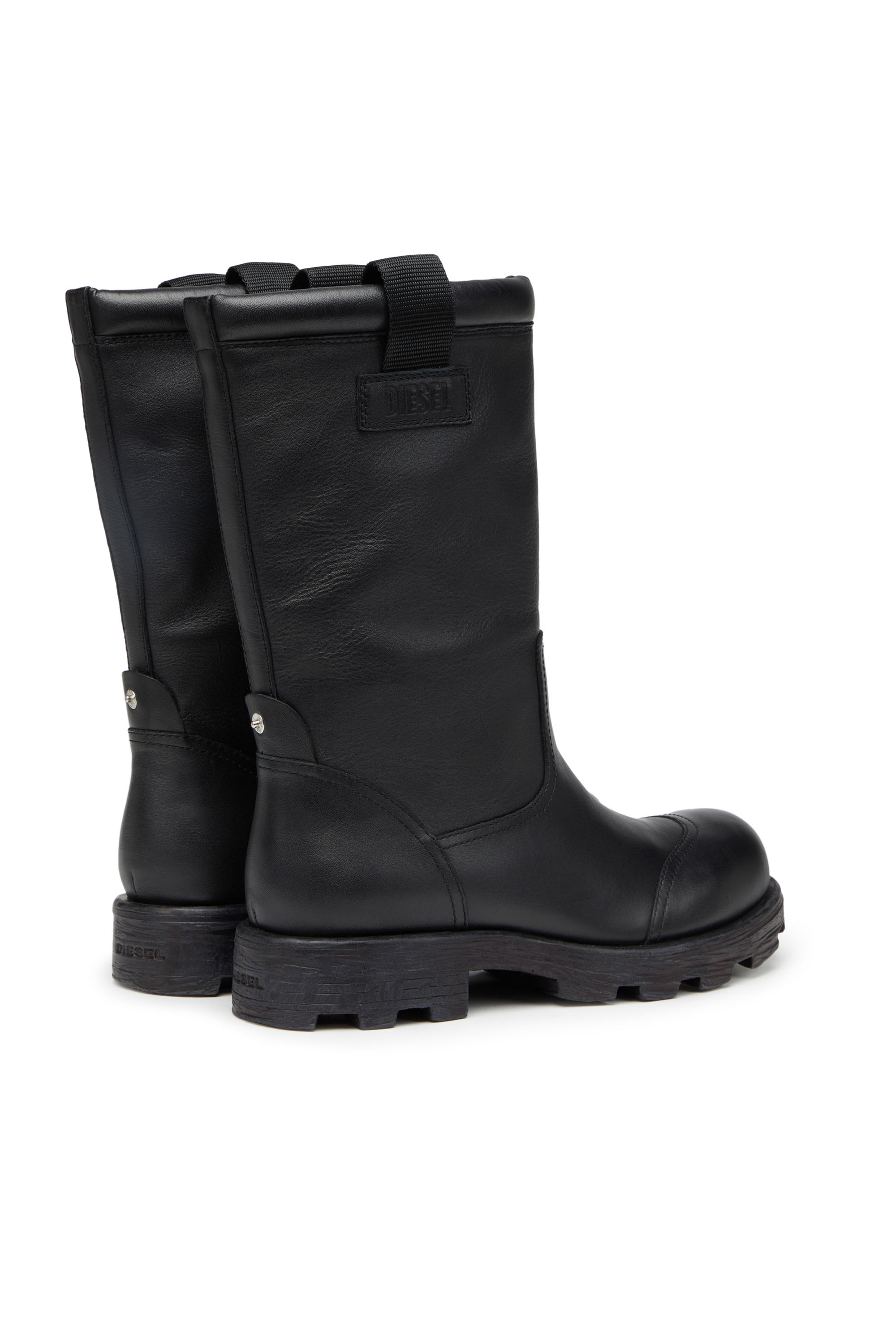 Diesel - D-HAMMER HB, Man's D-Hammer HB - Leather boots with logo patch in Black - 3