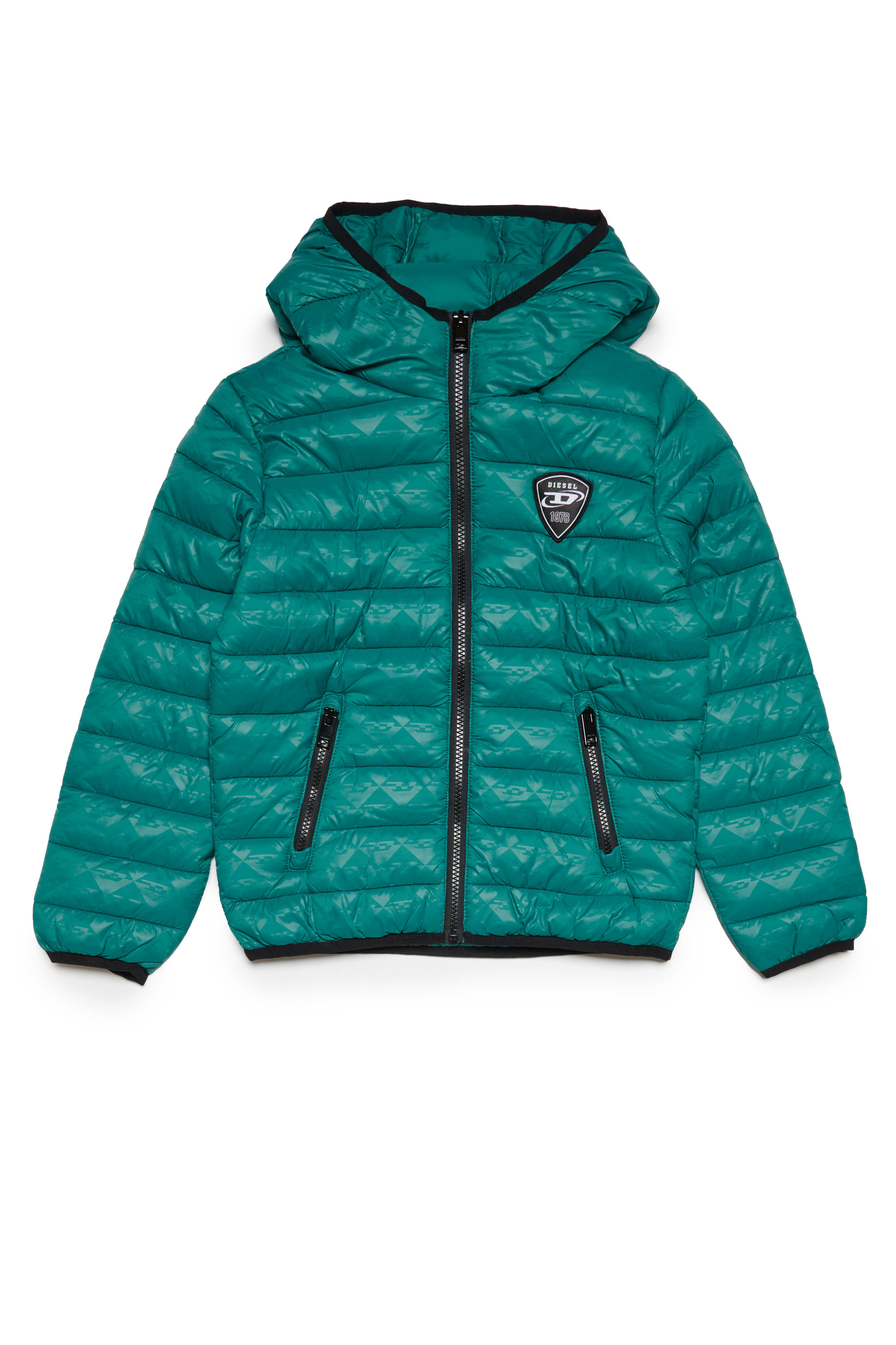 Diesel - JKOPU, Unisex's Puffer jacket with D monogram print in Green - 1