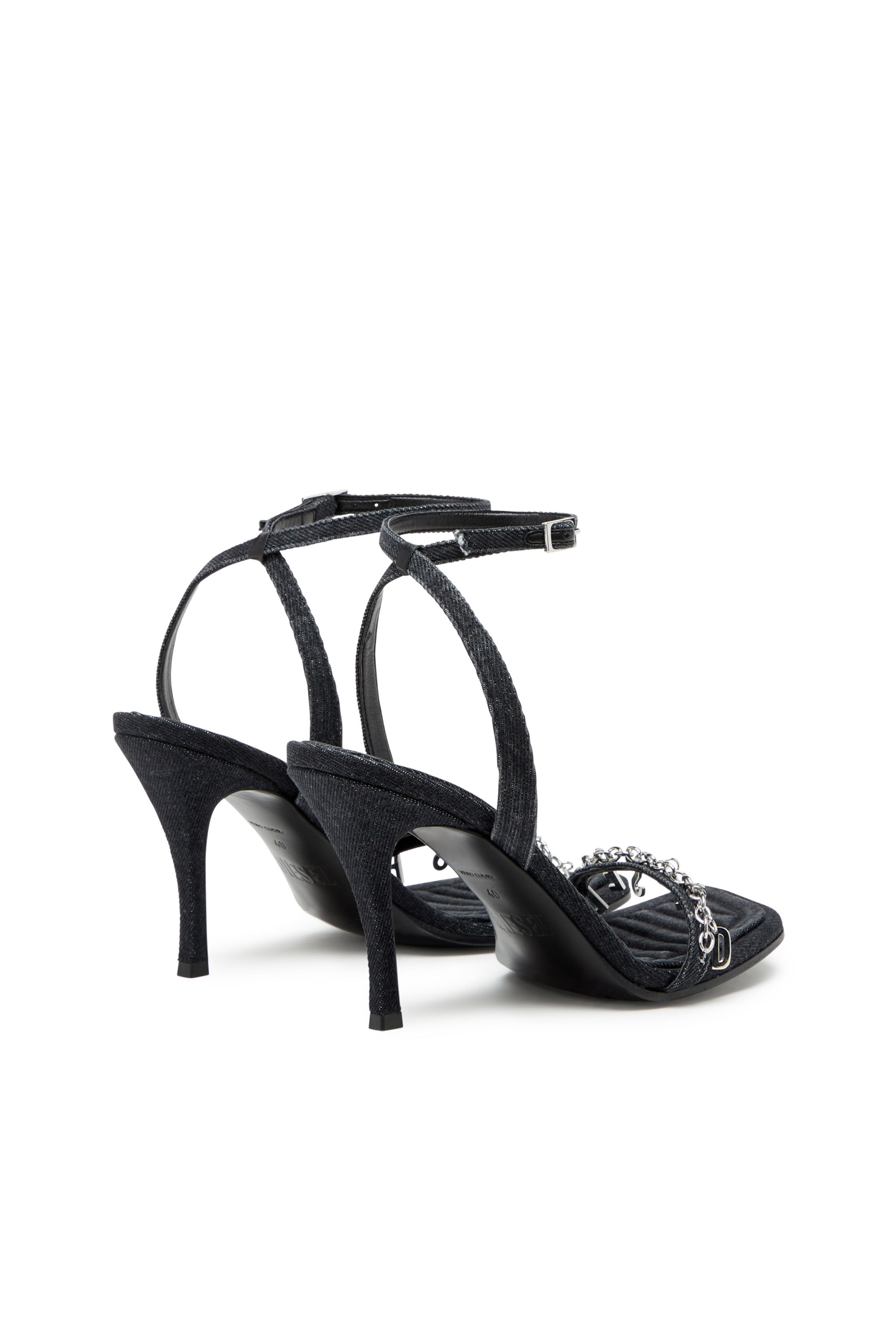 Diesel - D-VINA SDL, Woman's D-Vina Sdl Sandals - Denim sandals with Diesel charms in Black - 3