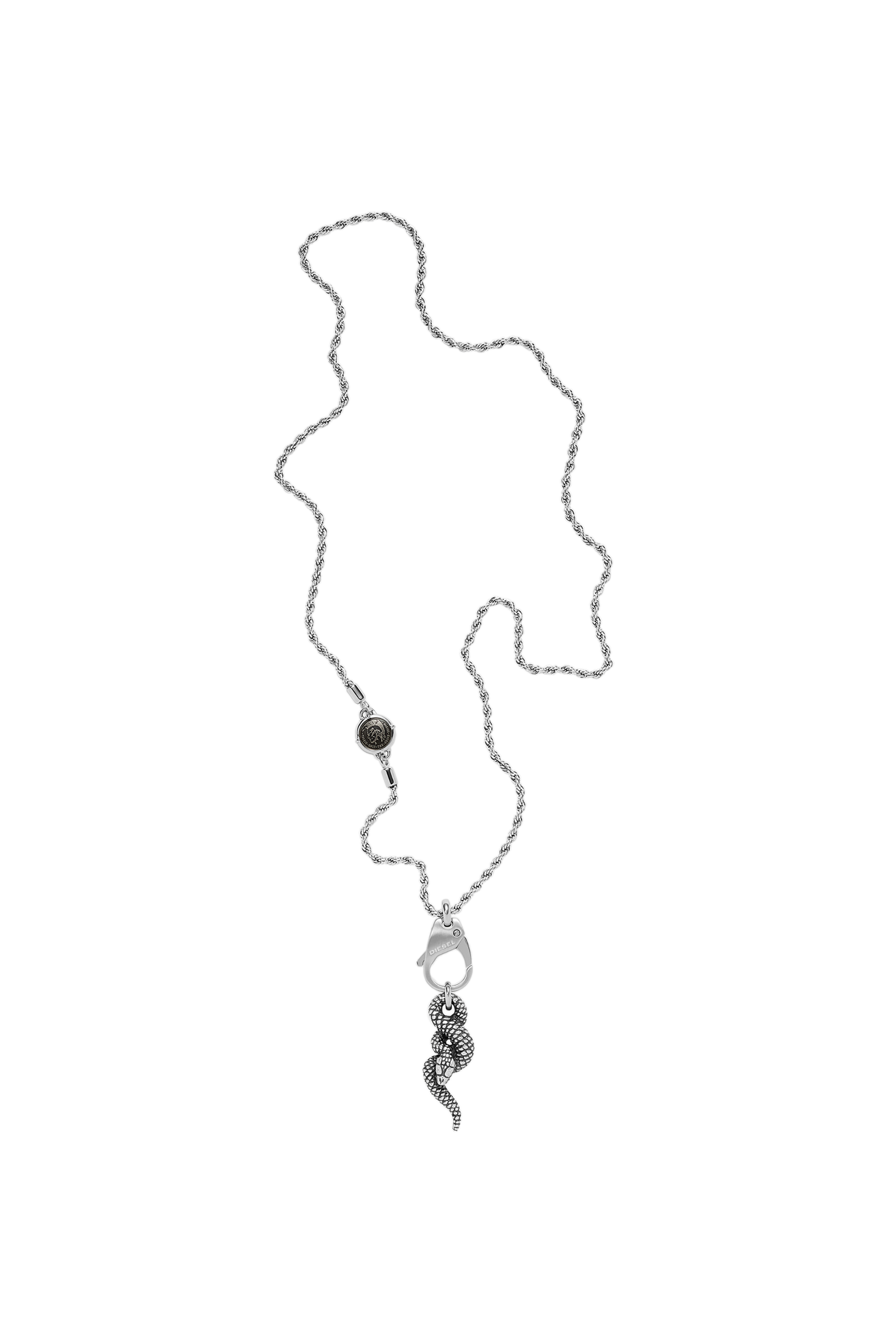 Diesel - DX1278, Man's Stainless steel snake pendant necklace in Silver - 2
