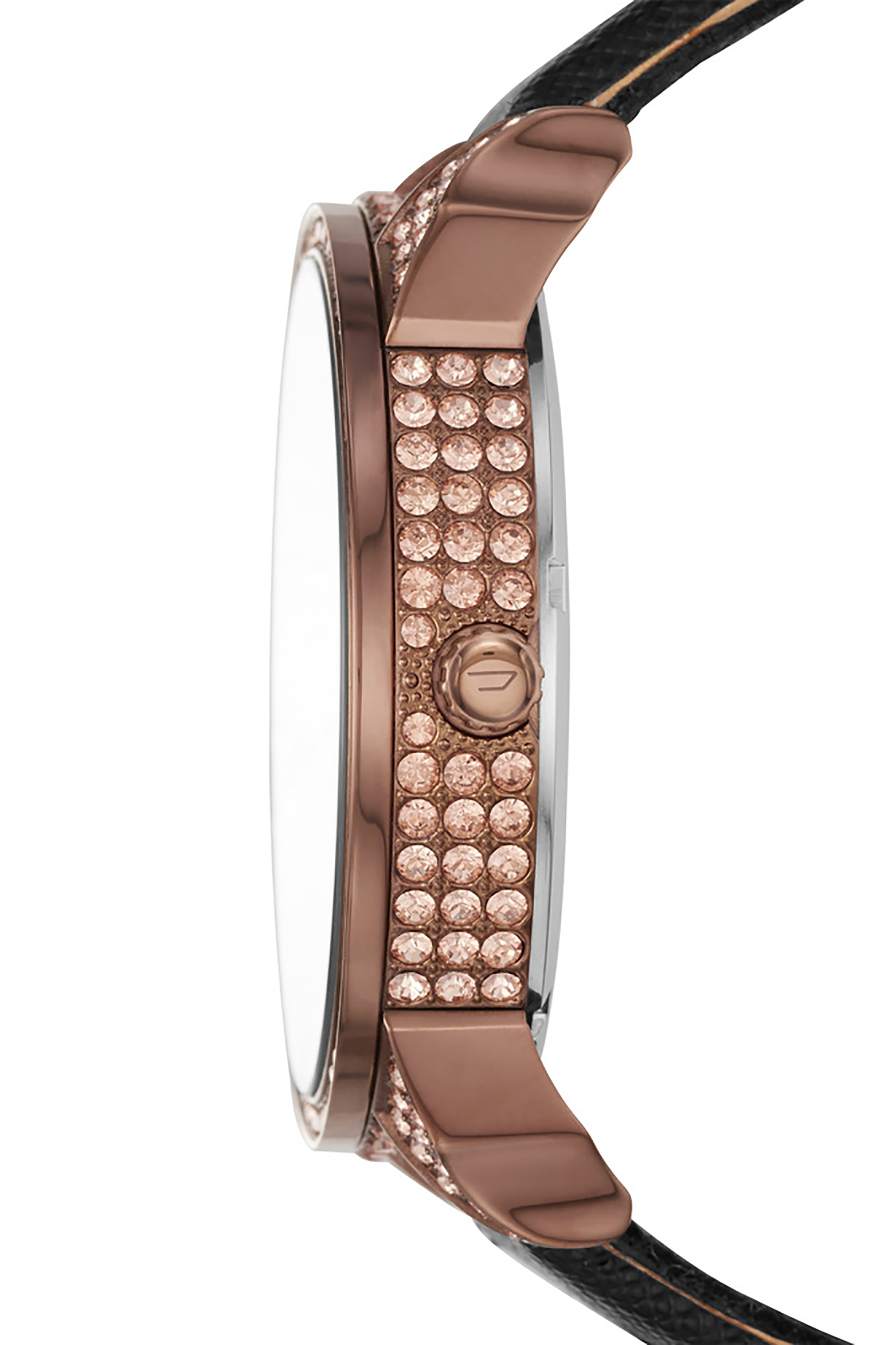 Diesel - DZ7404, Unisex's Leather watch with copper details, 46 mm in Black - 2