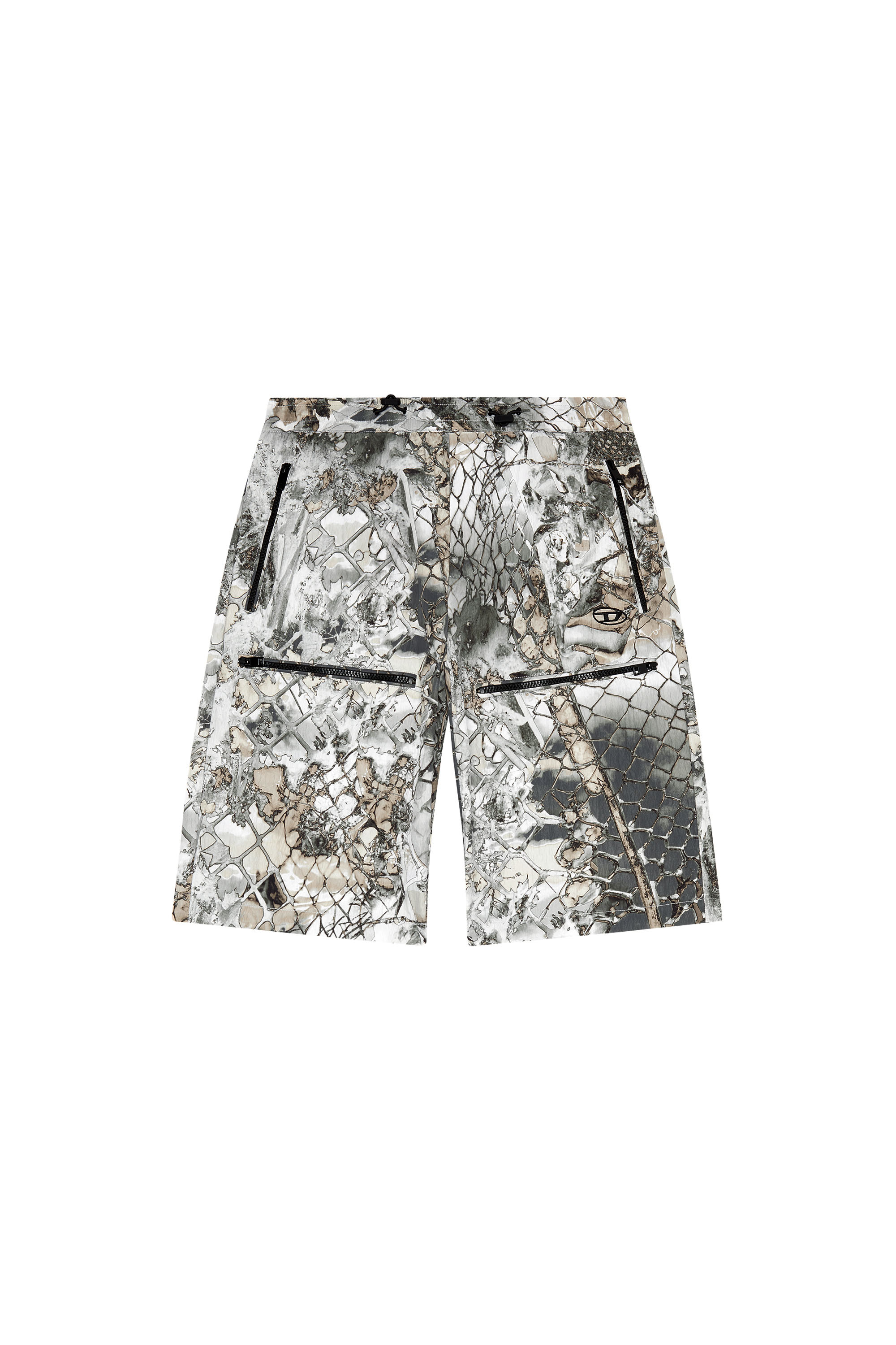 Diesel - P-MCKELL-SHORT-A, Man's Nylon cargo shorts with abstract print in Grey - 3