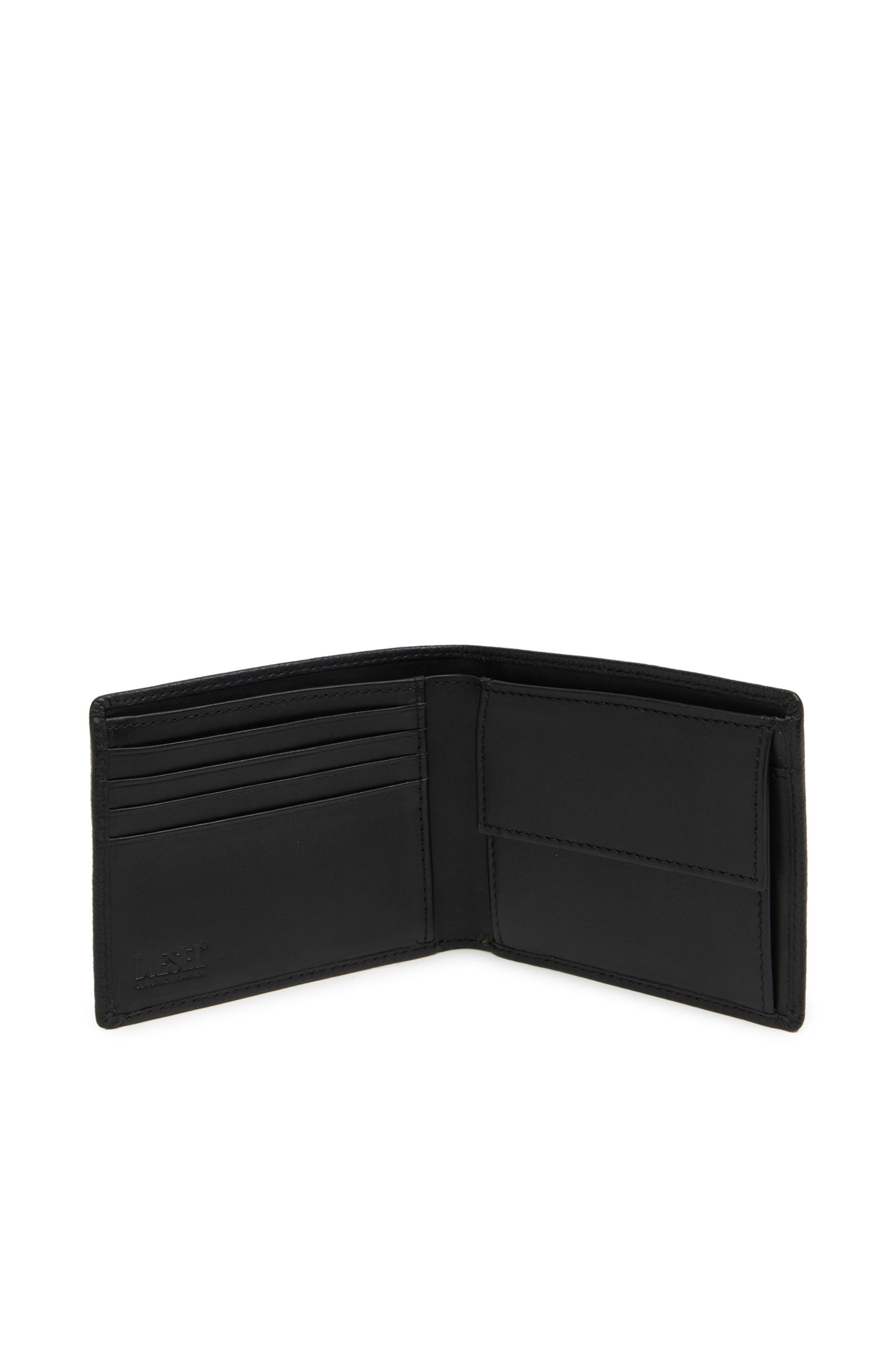 Diesel - BI FOLD COIN S, Man's Bi-fold wallet in grainy leather in Black - 3