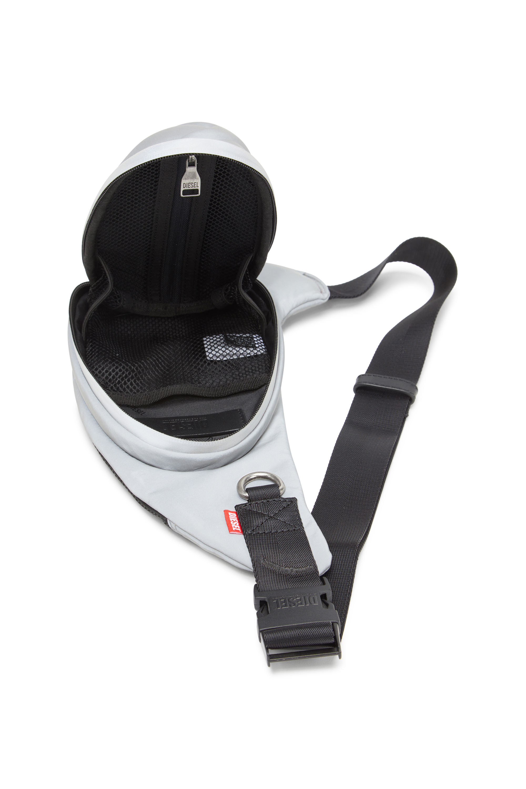 Diesel - 1DR-POD CROSSBODY, Man's 1DR-Pod-Hard shell sling bag in reflective fabric in Silver - 4