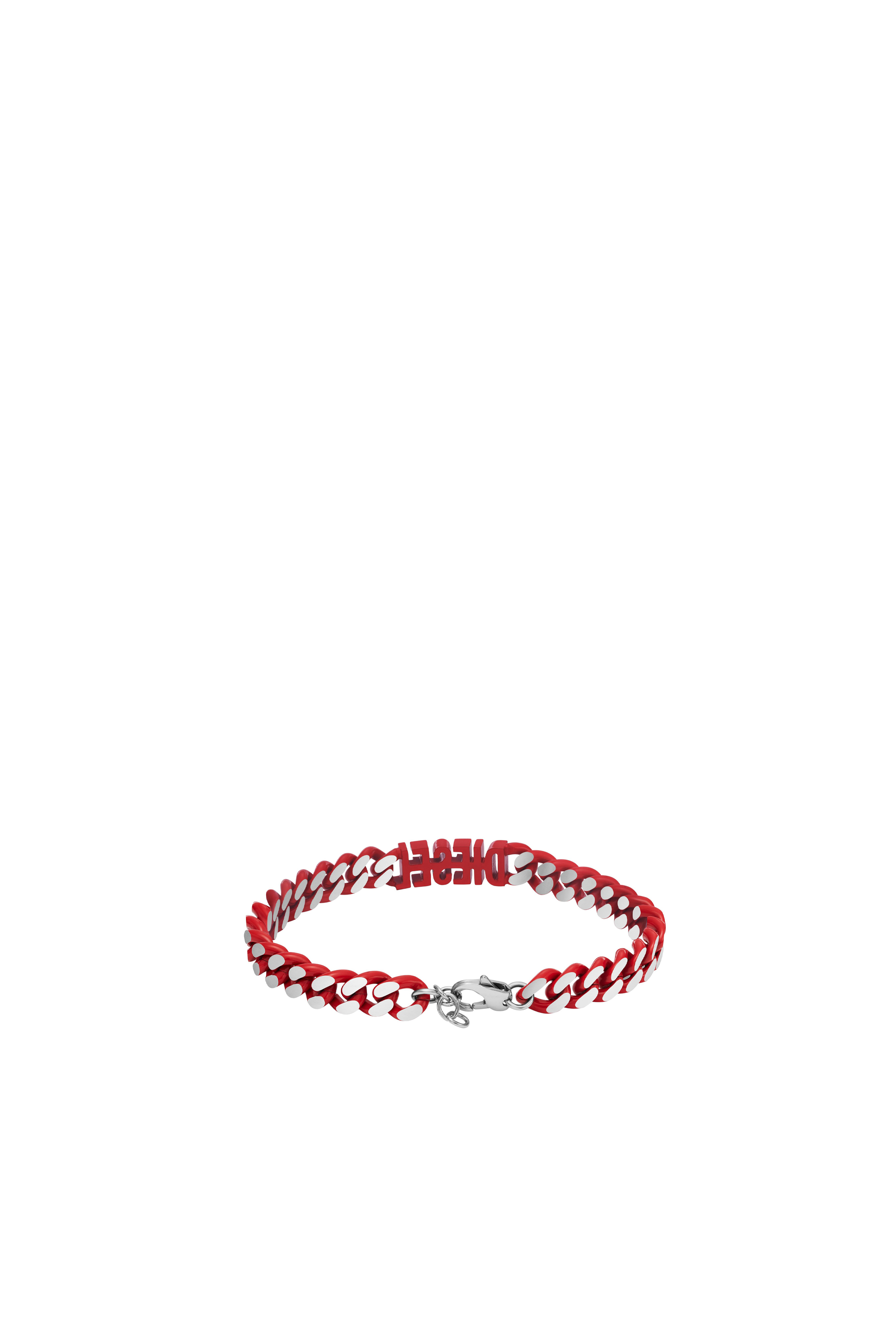 Diesel - DX1415, Unisex's Red Stainless Steel Chain Bracelet in Red/Grey - 2