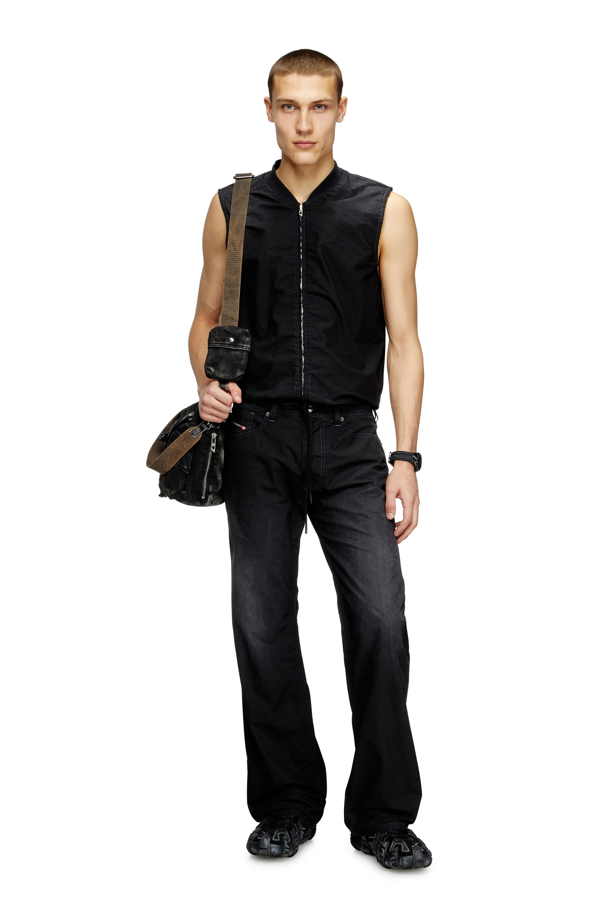 Diesel - D-SUND-D-N JOGG, Unisex's Sleeveless technical JoggJeans vest in Black/Dark grey - 2
