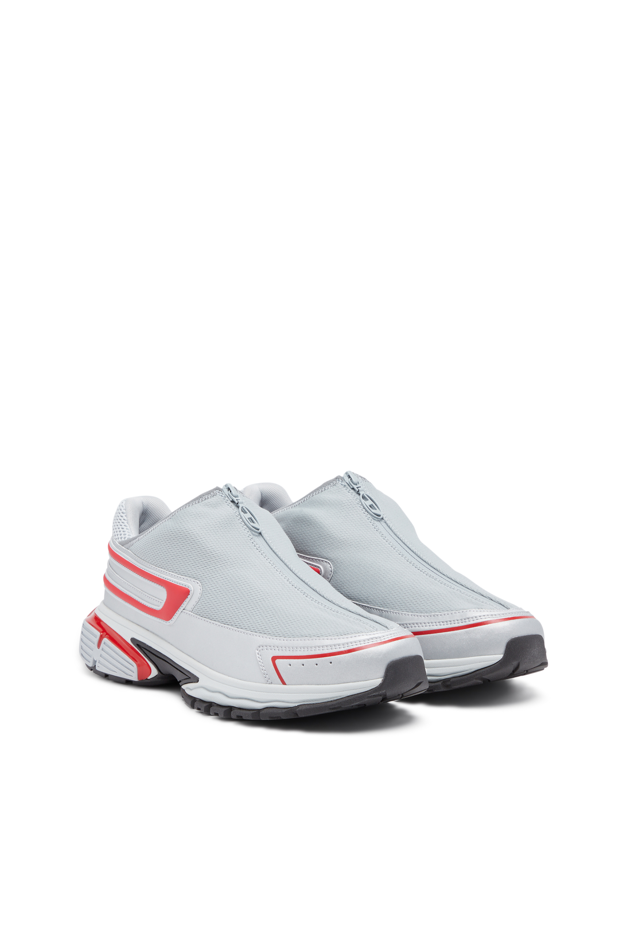 Diesel - S-SERENDIPITY PRO-X1 ZIP X, Unisex's S-Serendipity-Slip-on mesh sneakers with zip in Grey/Red - 2