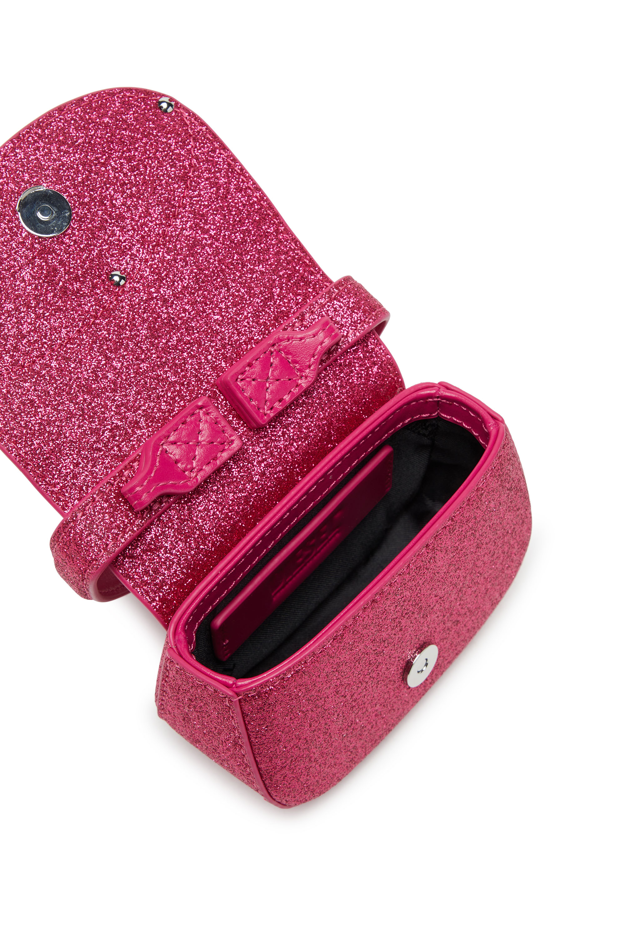 Diesel - 1DR XS, Woman's 1DR XS-Iconic mini bag in glitter fabric in Hot pink - 4