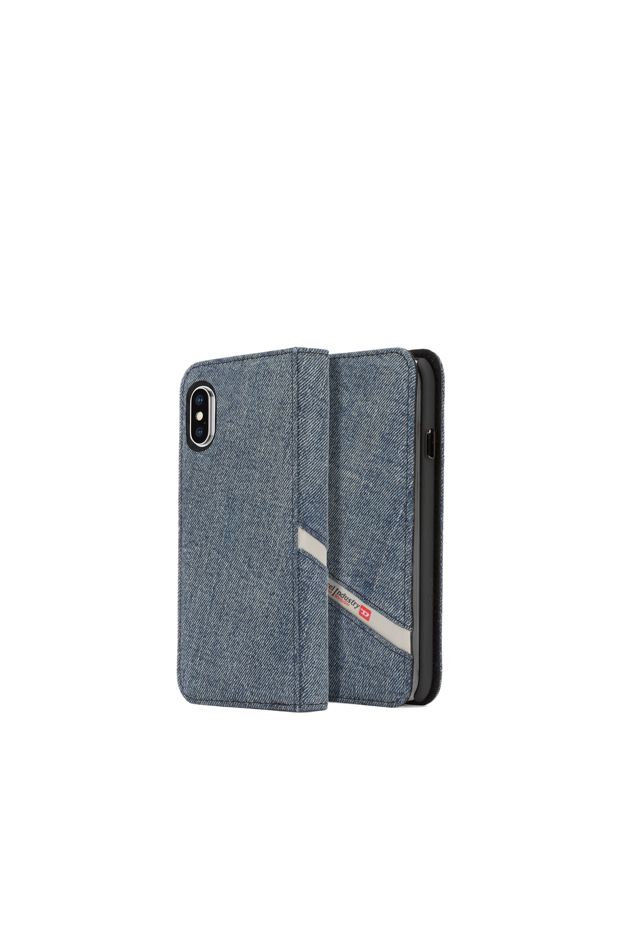 Diesel - DENIM IPHONE X FOLIO, Unisex's Denim folio, iPhone X in Blue Jeans - 1