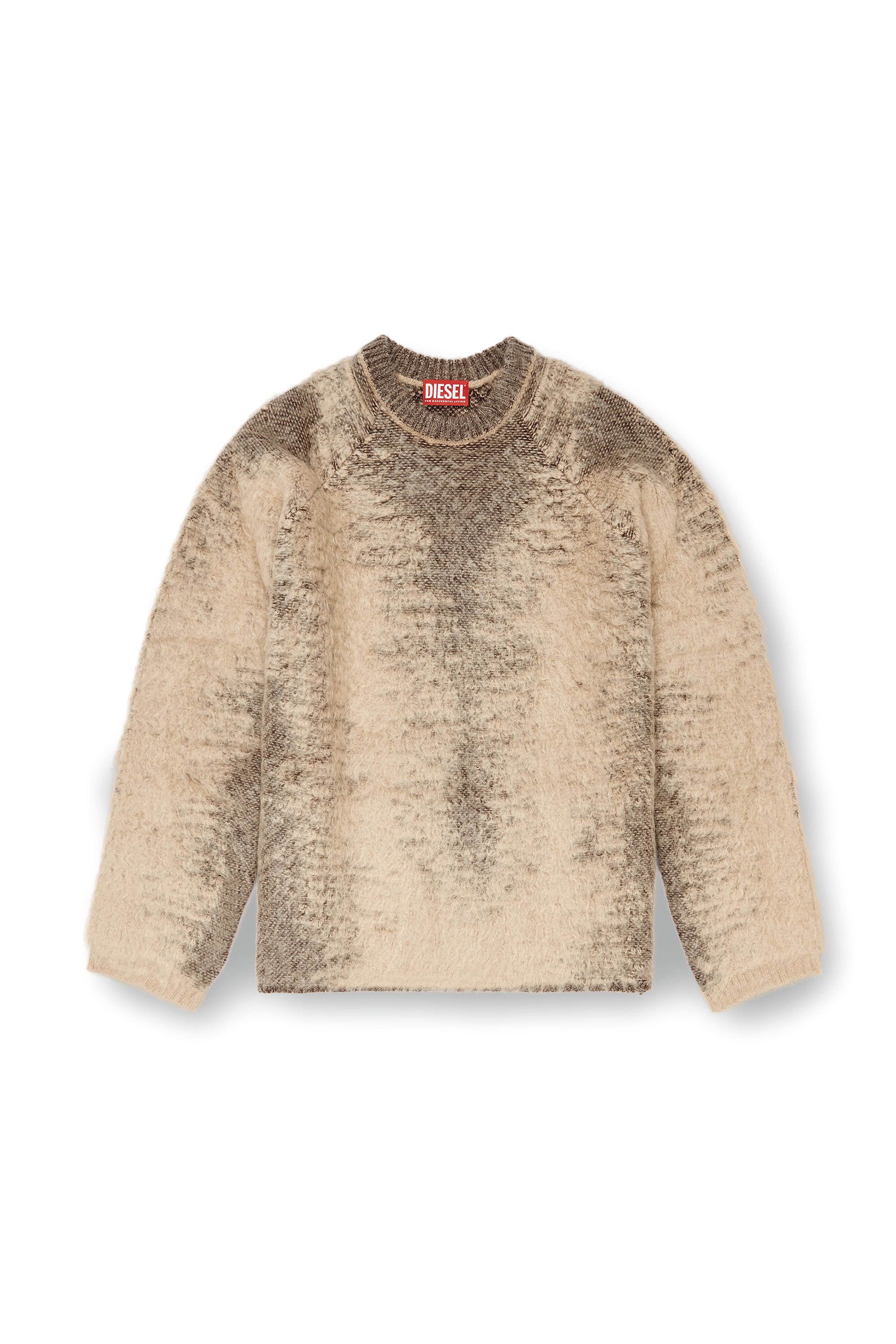 Diesel - K-PENNAC, Man's Mohair-blend jumper with sweat effects in Beige - 3
