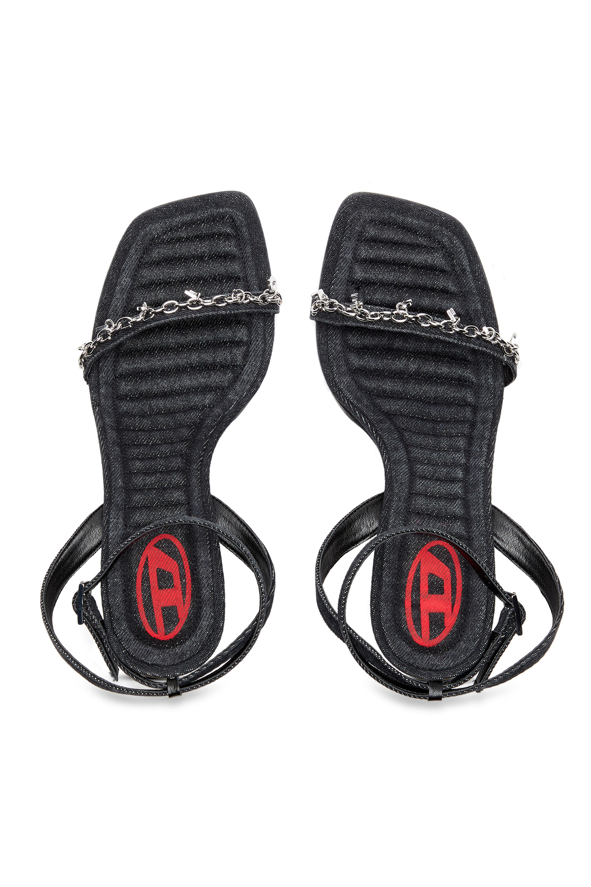 Diesel - D-VINA SDL, Woman's D-Vina Sdl Sandals - Denim sandals with Diesel charms in Black - 4
