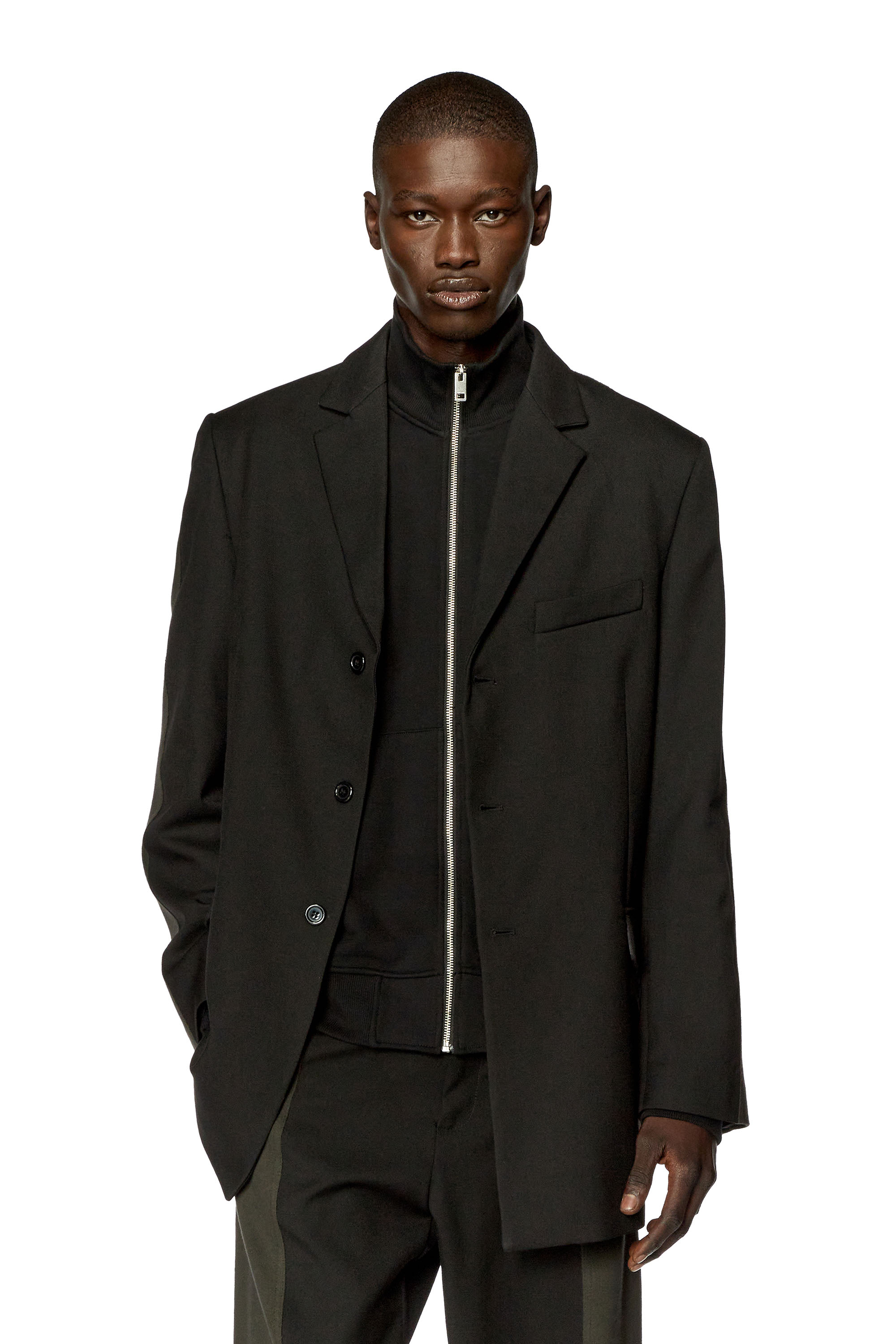 Diesel - J-WARHOLS, Man's Tailored jacket in wool and fleece in Black - 1