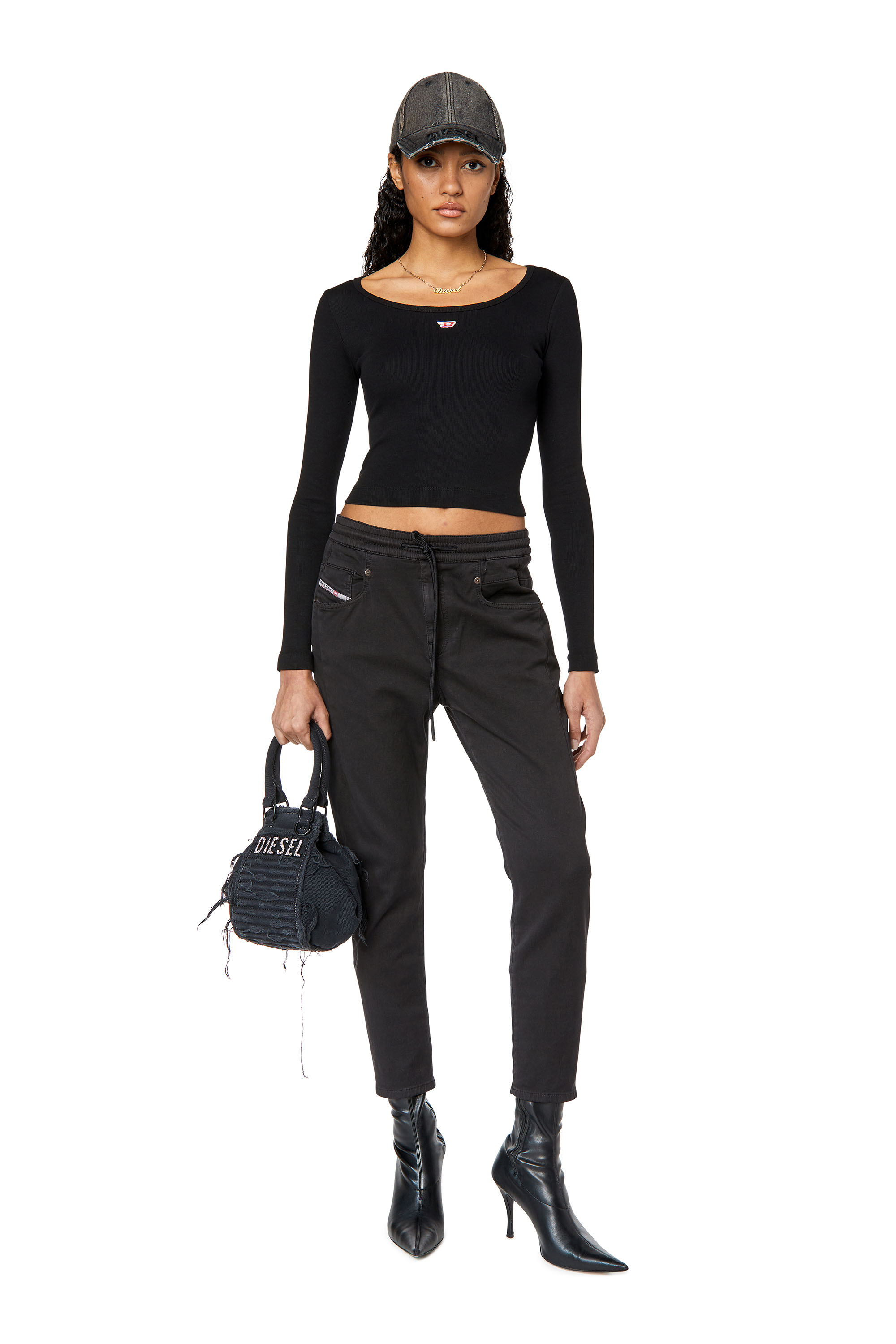 Diesel - Boyfriend 2041 D-Fayza Joggjeans® 068DY, Woman's Boyfriend 2041 D-Fayza Joggjeans® in Black/Dark grey - 2