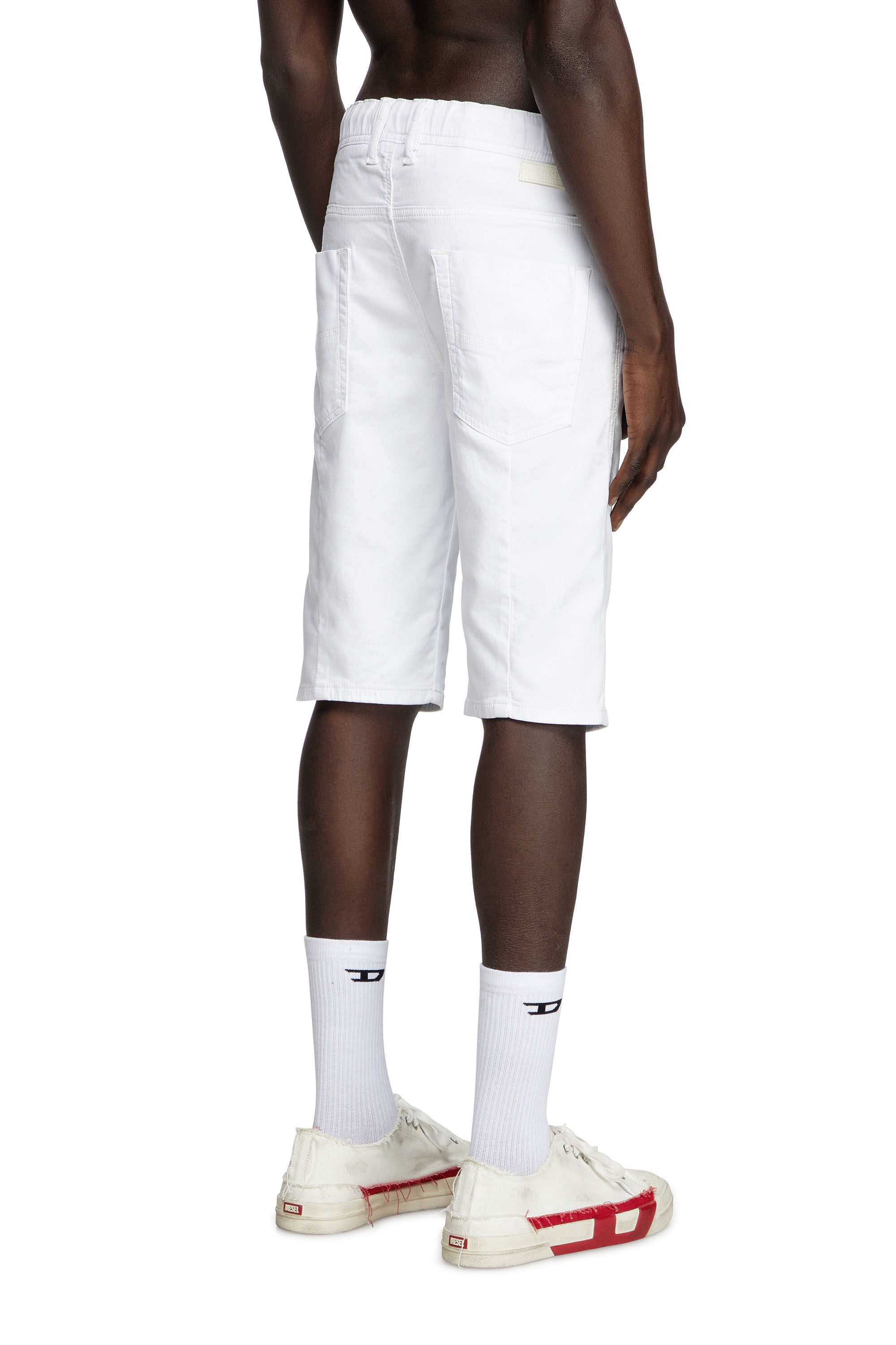 Diesel - D-KROOSHORT JOGGJEANS, Man's Slim shorts in solid-colour JoggJeans® in White - 4