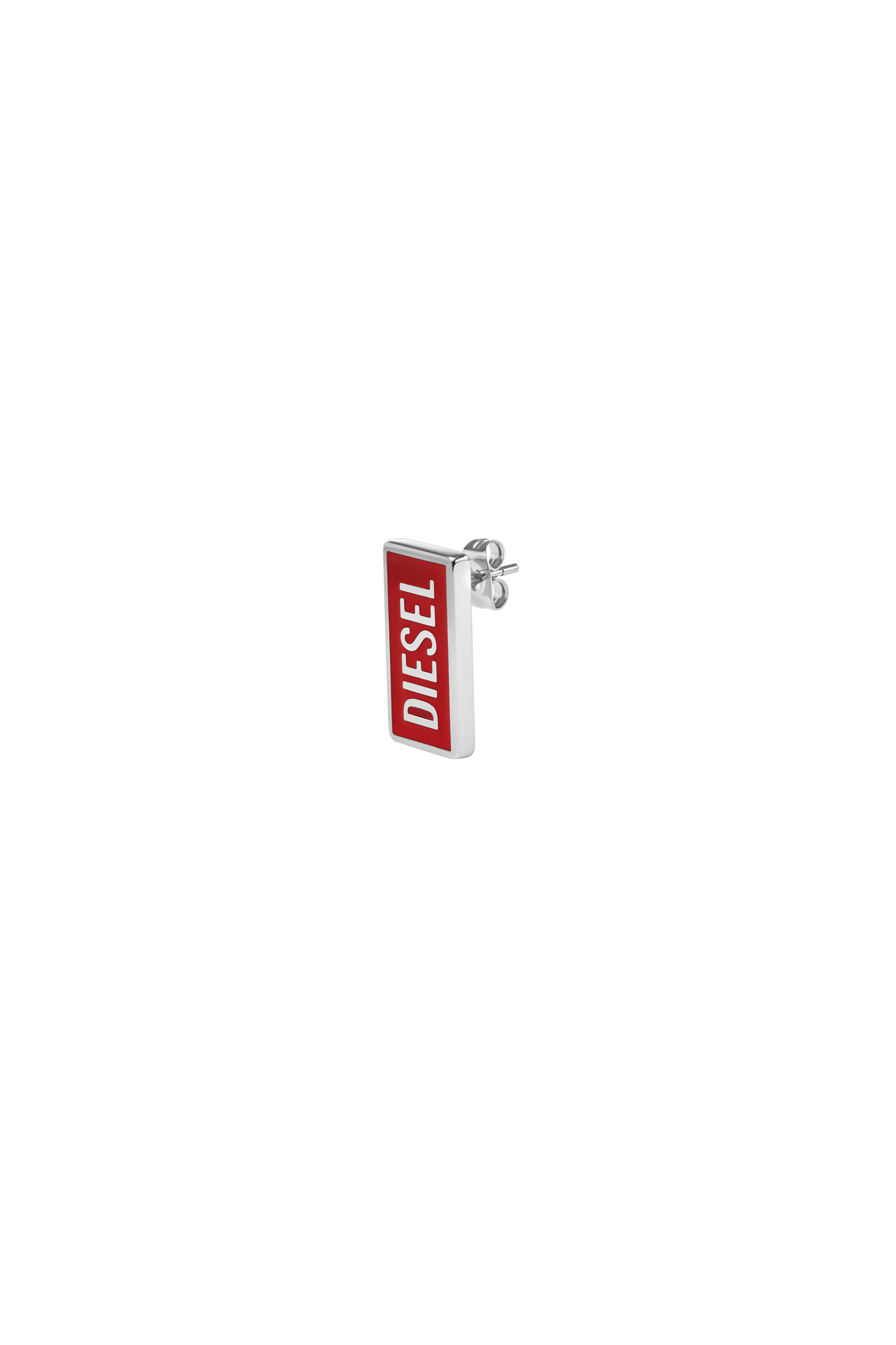 Diesel - DX1367, Unisex's Stainless Steel Logo Stud Earrings in Red - 1