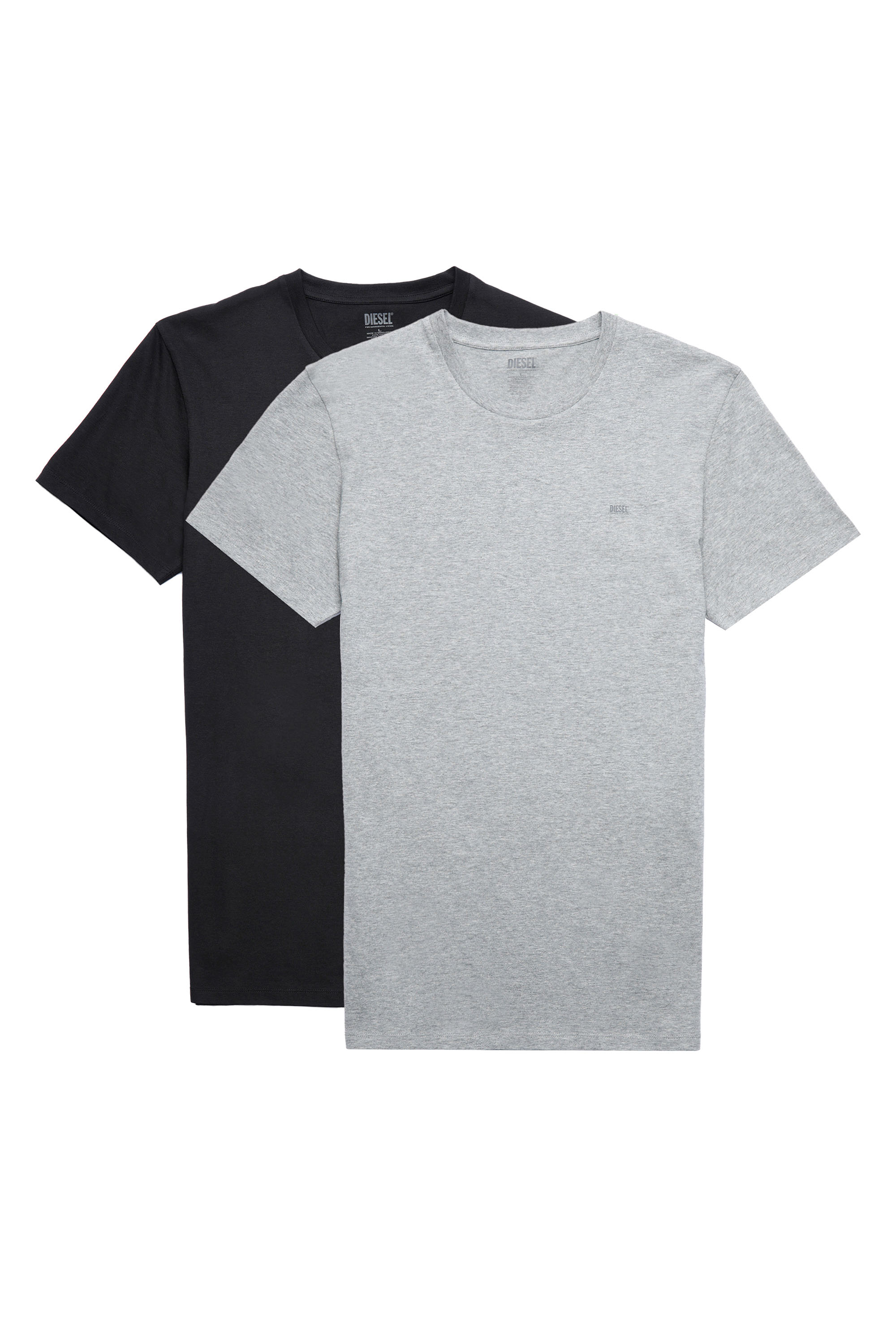 Diesel - UMTEE-RANDAL-TUBE-TWOPACK, Man's Two-pack of T-shirts with logo print in Black/Grey - 1