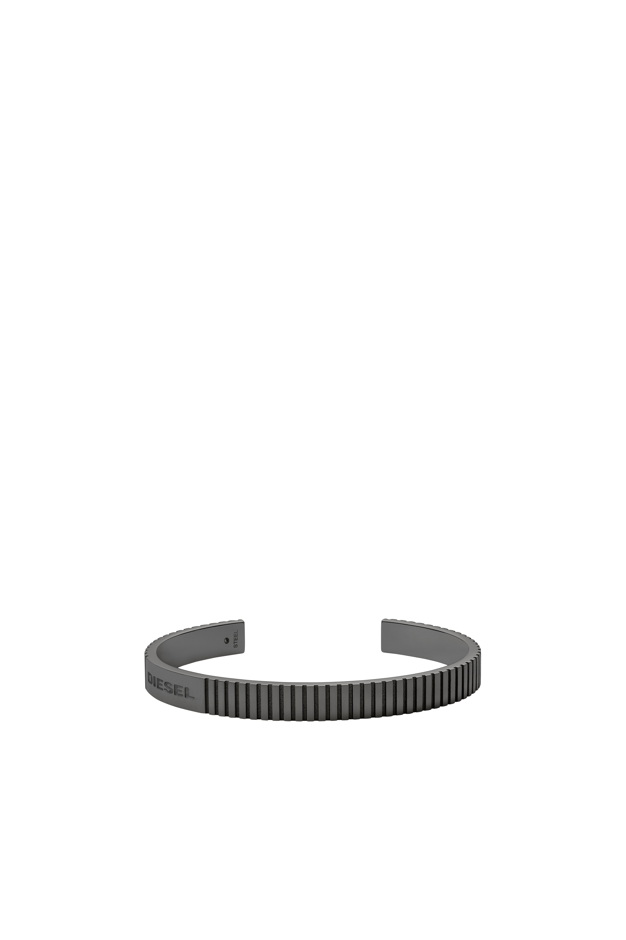 Diesel - DX1308, Man's Gunmetal-tone stainless steel cuff bracelet in Dark grey - 1