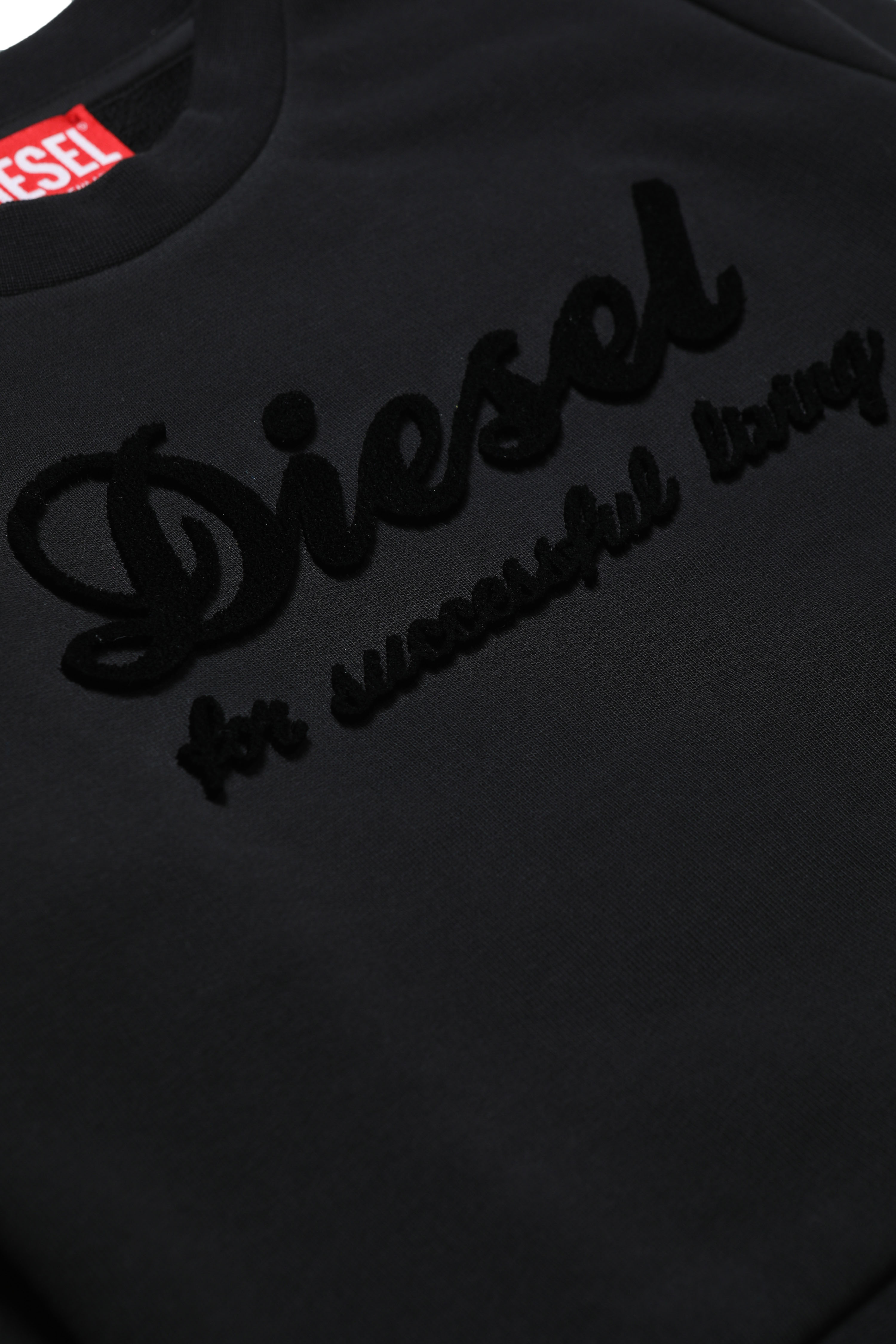 Diesel - SAFSIFSL, Woman's Sweatshirt with fuzzy script logo in Black - 3