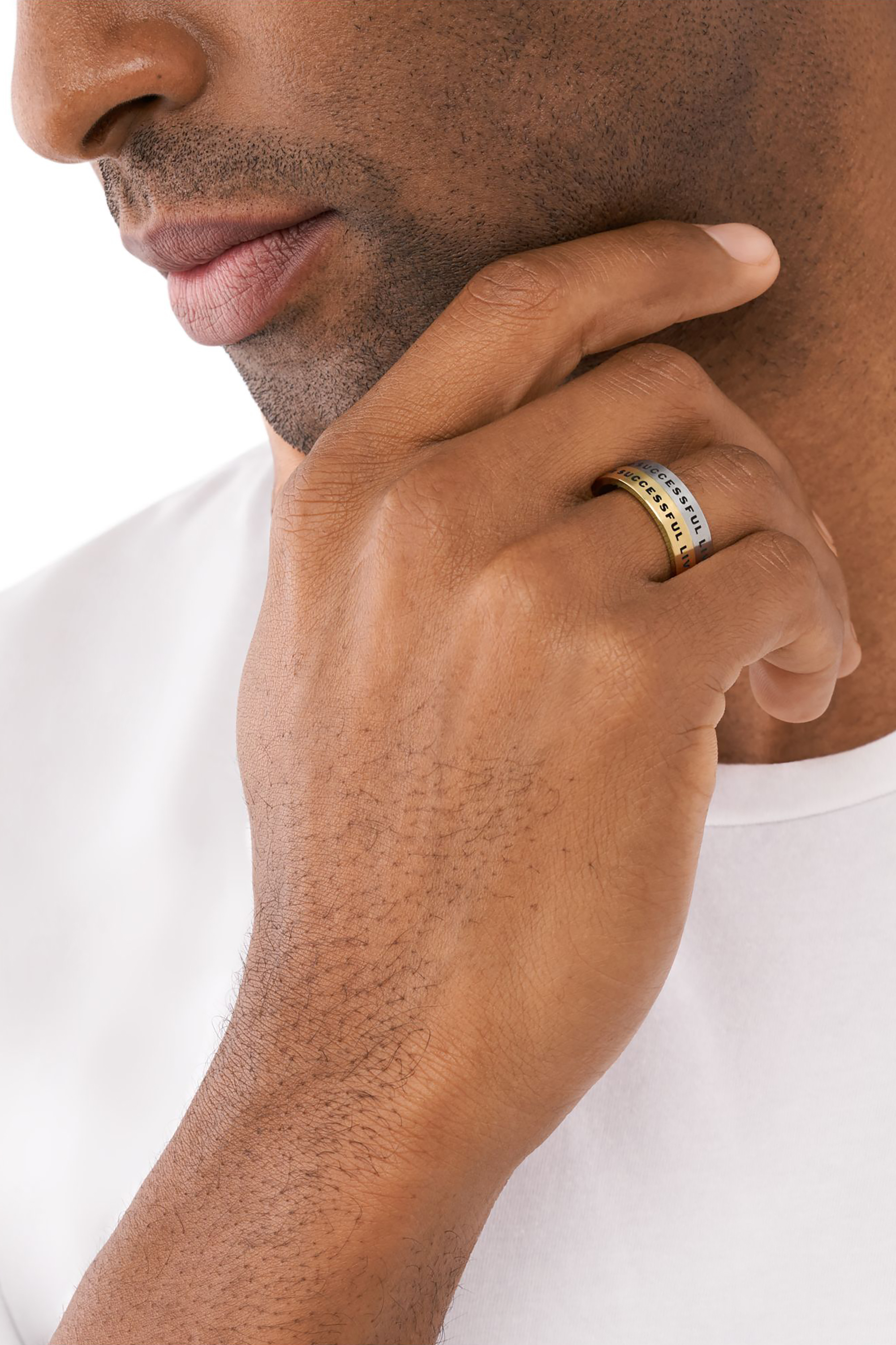Diesel - DX1442SET, Unisex's Band Rings Set in Gold/White - 3