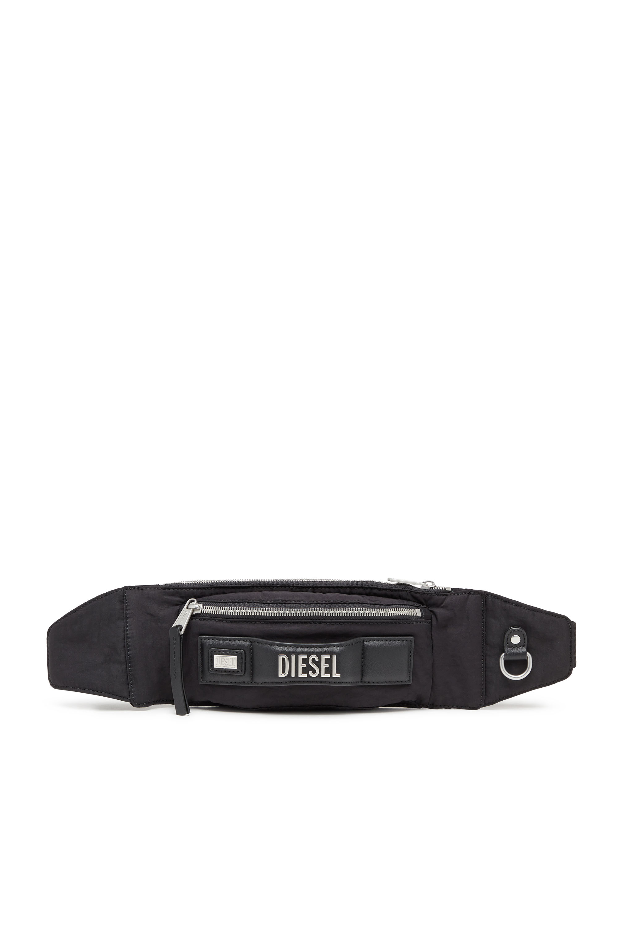 Diesel - LOGOS BELT BAG, Man's Logos-Belt bag in recycled nylon in Black - 1