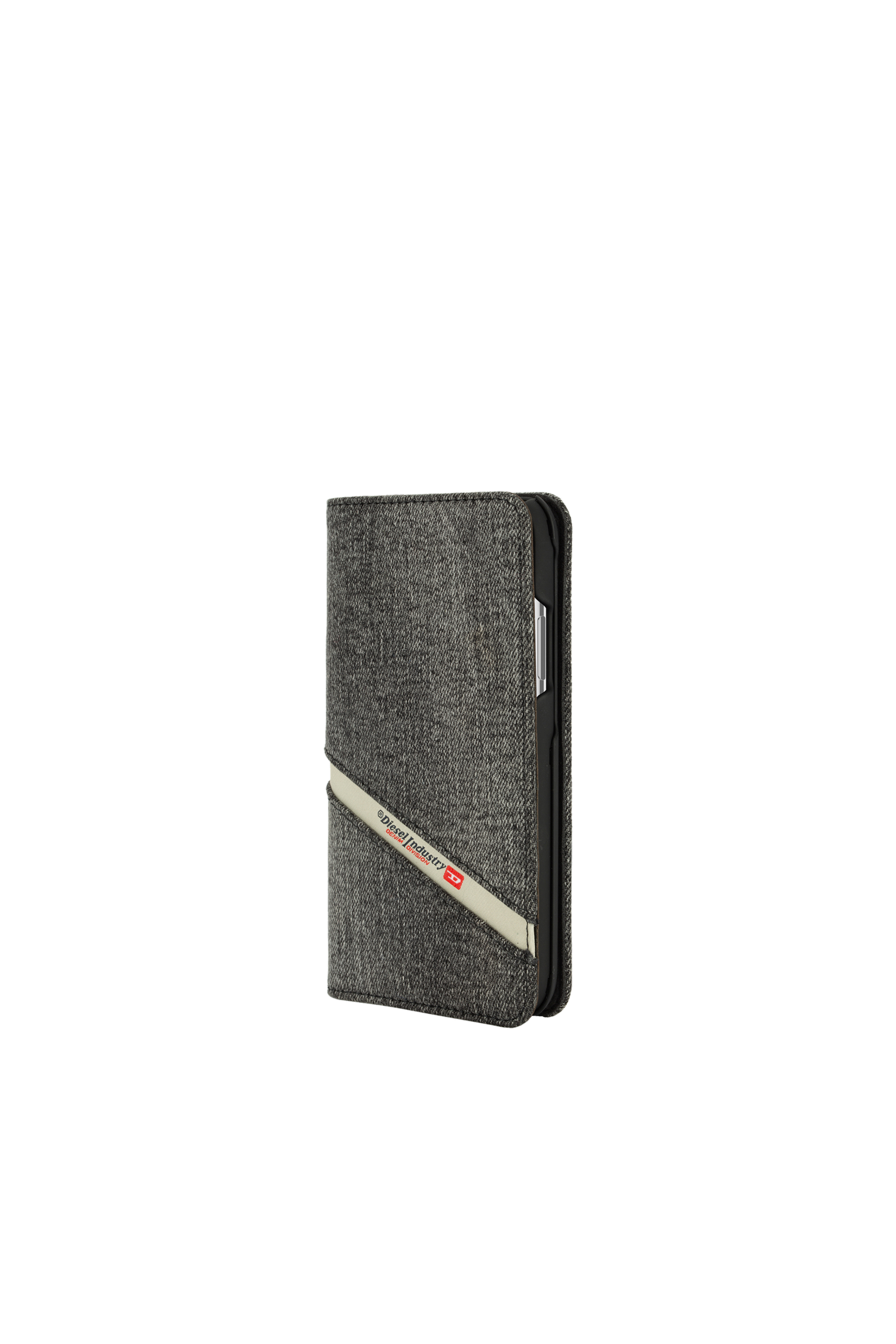 Diesel - DIESEL 2-IN-1 FOLIO CASE FOR IPHONE XS & IPHONE X, Unisex's Grey denim diagonal logo case, iPhone XS & iPhone X in Grey - 1